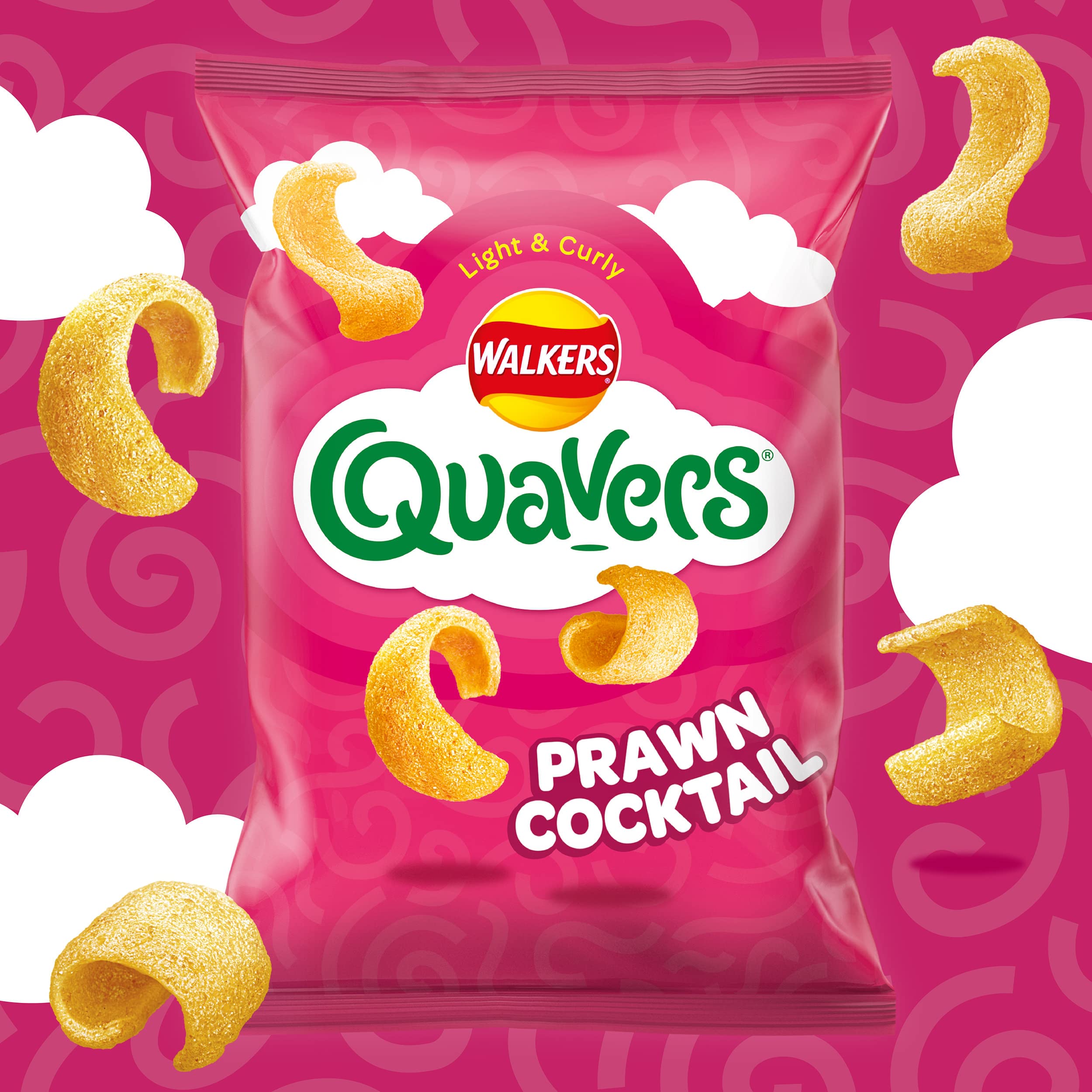 Walkers Quavers Prawn Cocktail Crisps, 116g Sharing Bag, Case of 12
