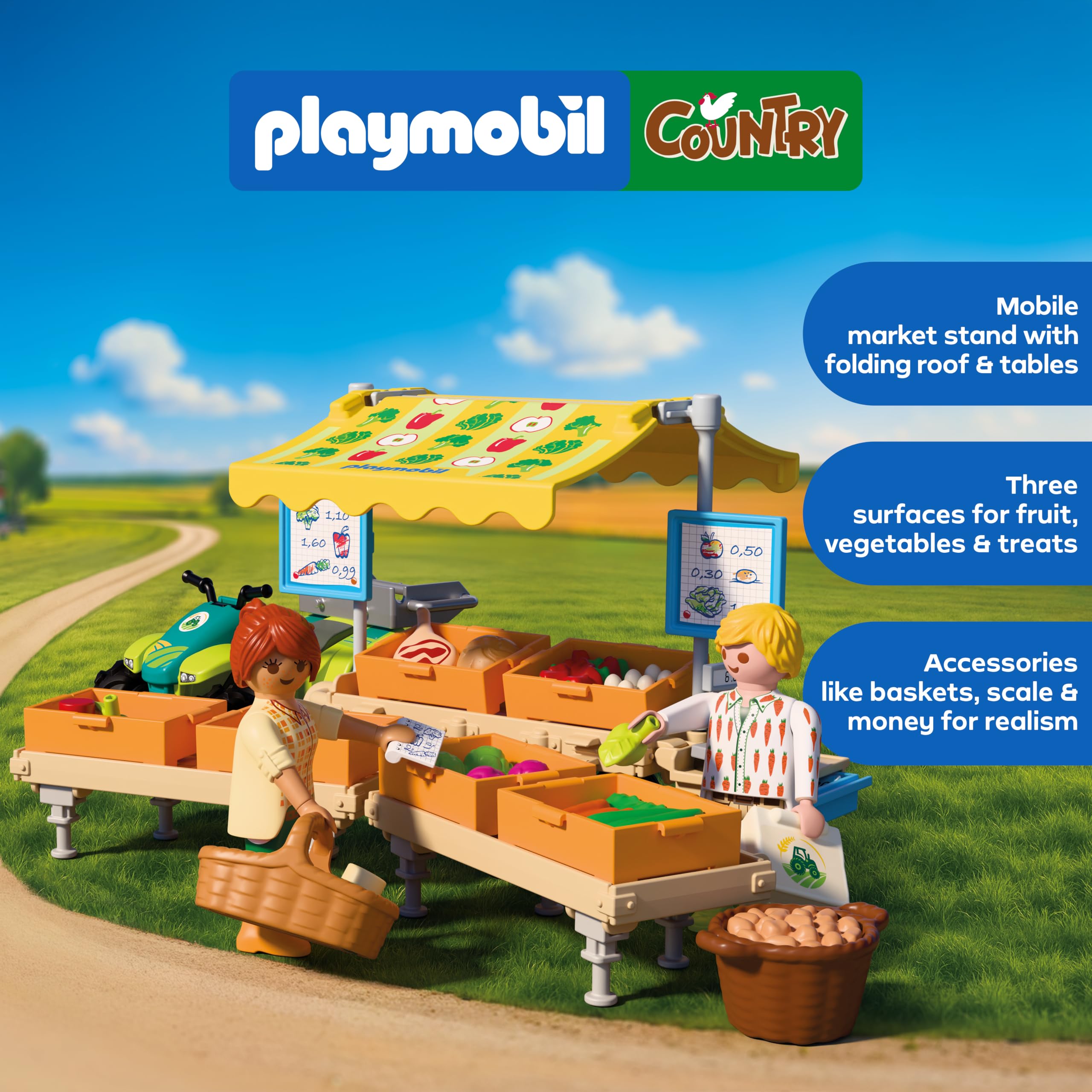 Playmobil Country Farm Stand Mobile Market Stand with Quad Playset (Ages 4+) 3