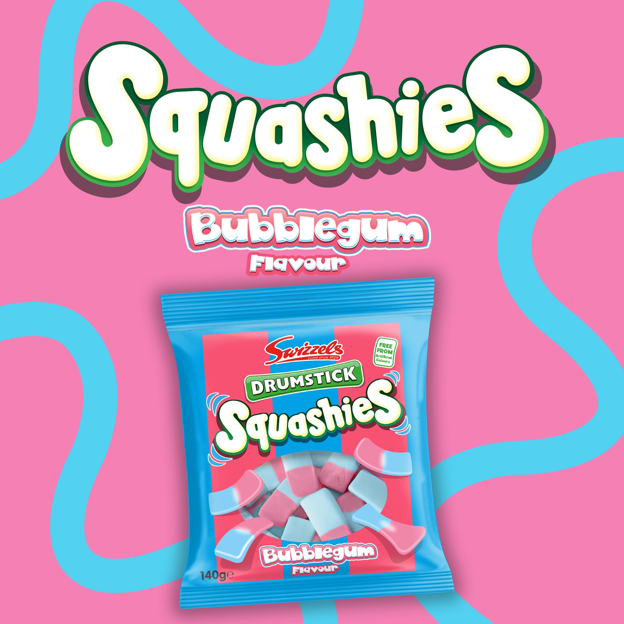 Swizzels Squashies Sweets - Bubblegum Flavour Chewy Candy - 140g 4