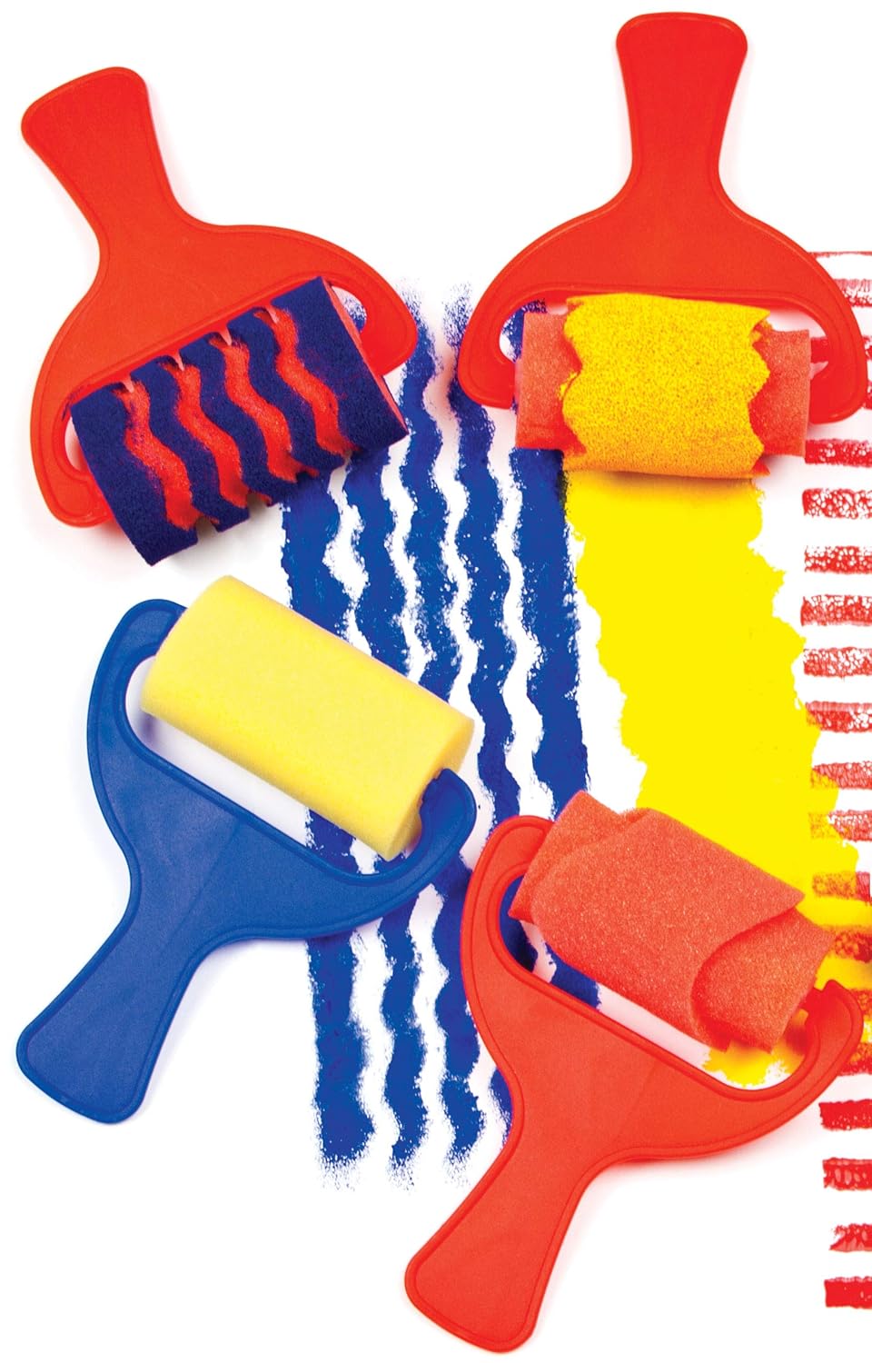 Baker Ross Sponge Patterned Rollers Set of 6 - Assorted Colors for Kids' Arts & Crafts 3
