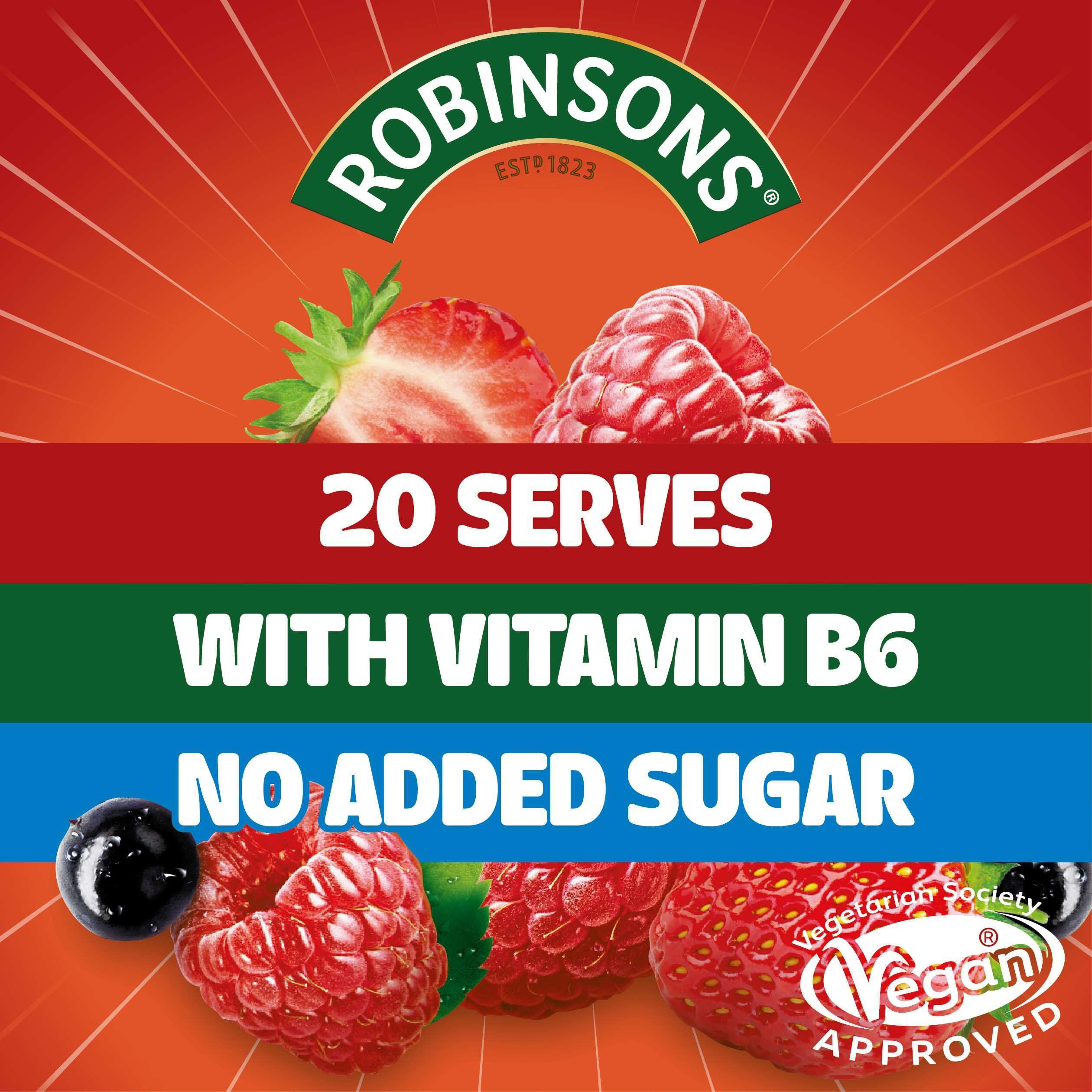 Robinsons Boost Benefit Drops Raspberry, Strawberry & Acai with Vitamin B6 – No Added Sugar Squash Concentrate 10