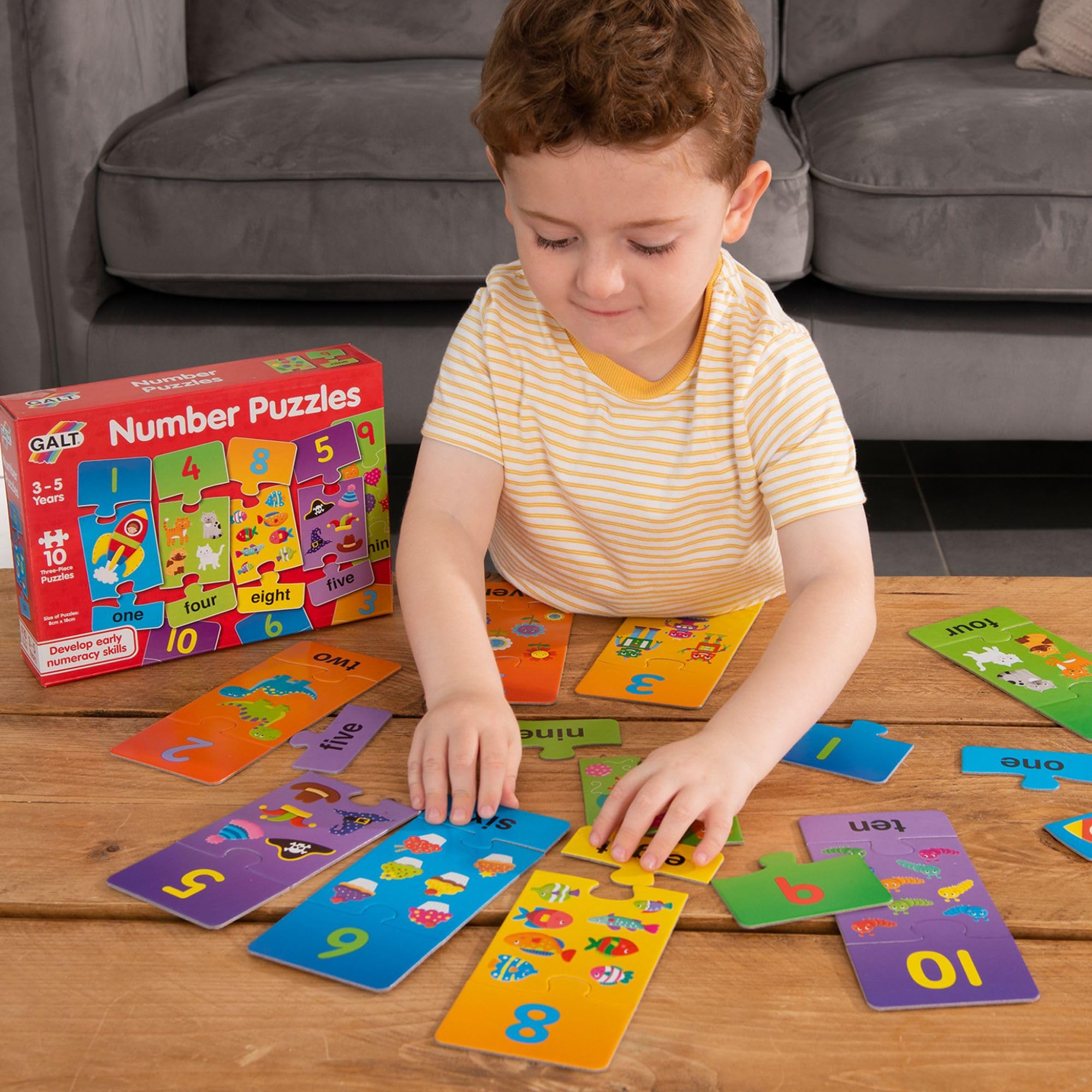 Galt Toys Number Puzzles - Educational 3-Piece Jigsaw Set for Kids 3-5 Years 11