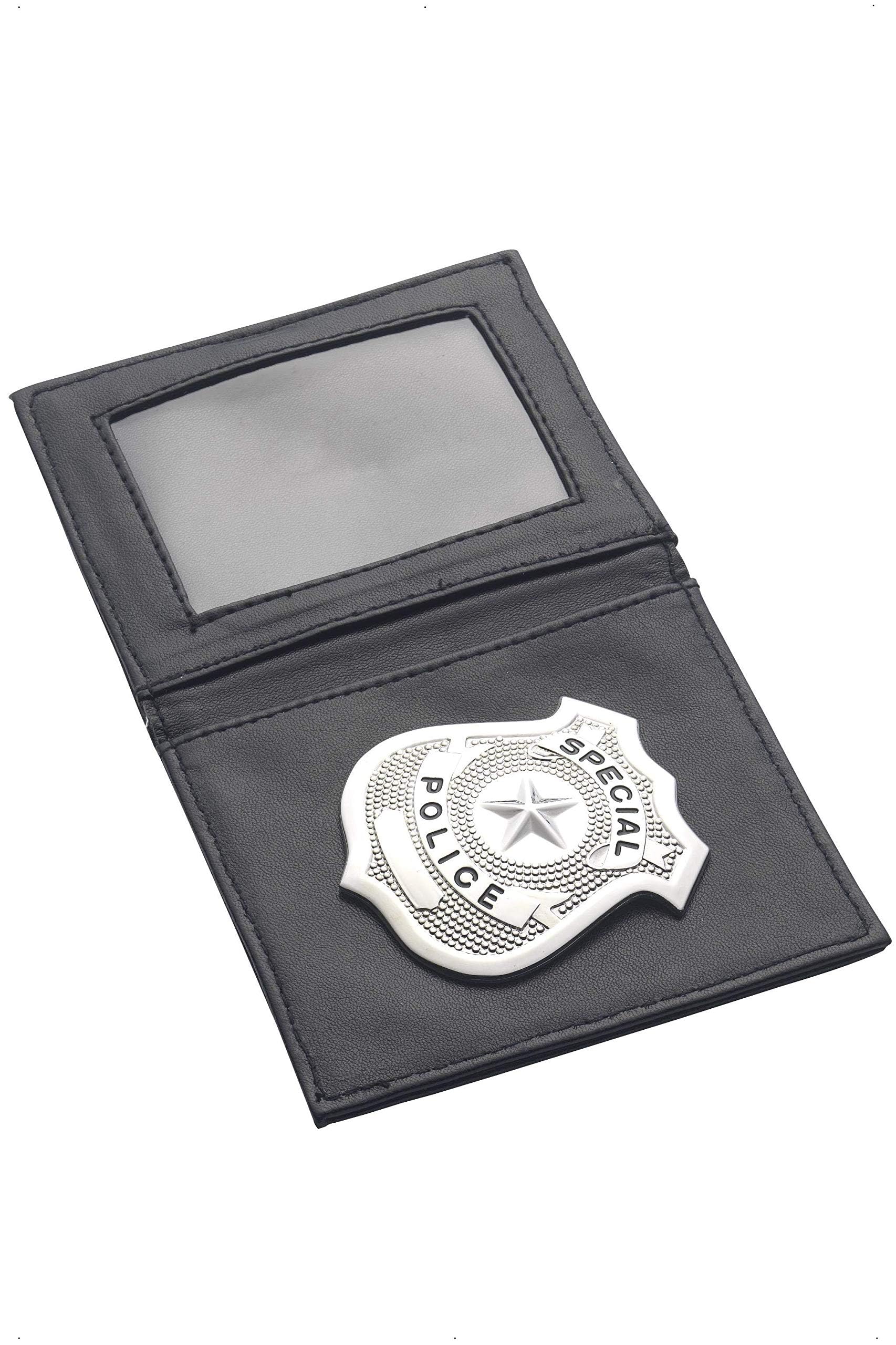 Smiffys Police Badge in Wallet - Silver Cops & Robbers Fancy Dress Accessory