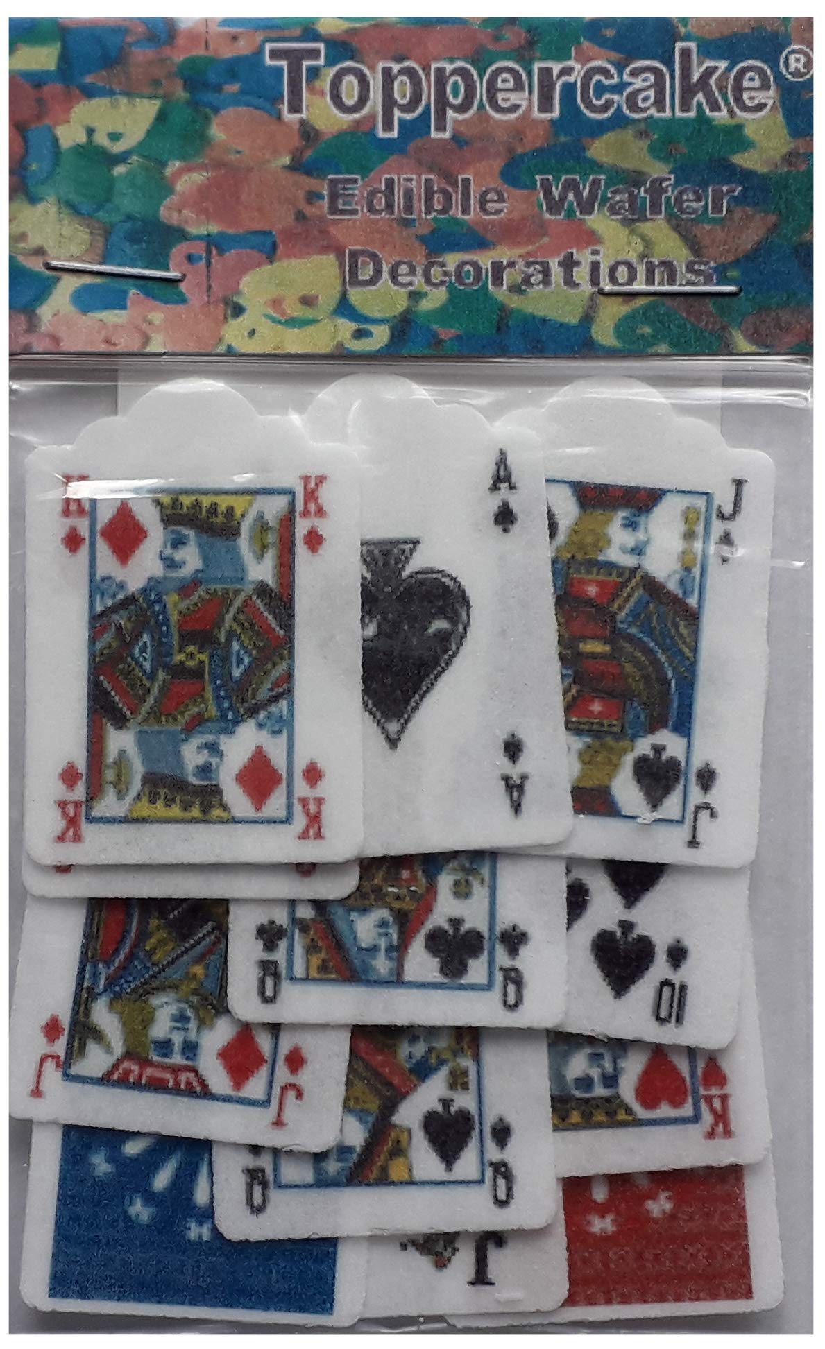 Toppercake Edible Wafer Playing Card Cake Toppers - 2.8cm x 3.5cm Cupcake Decorations (CARDS25)