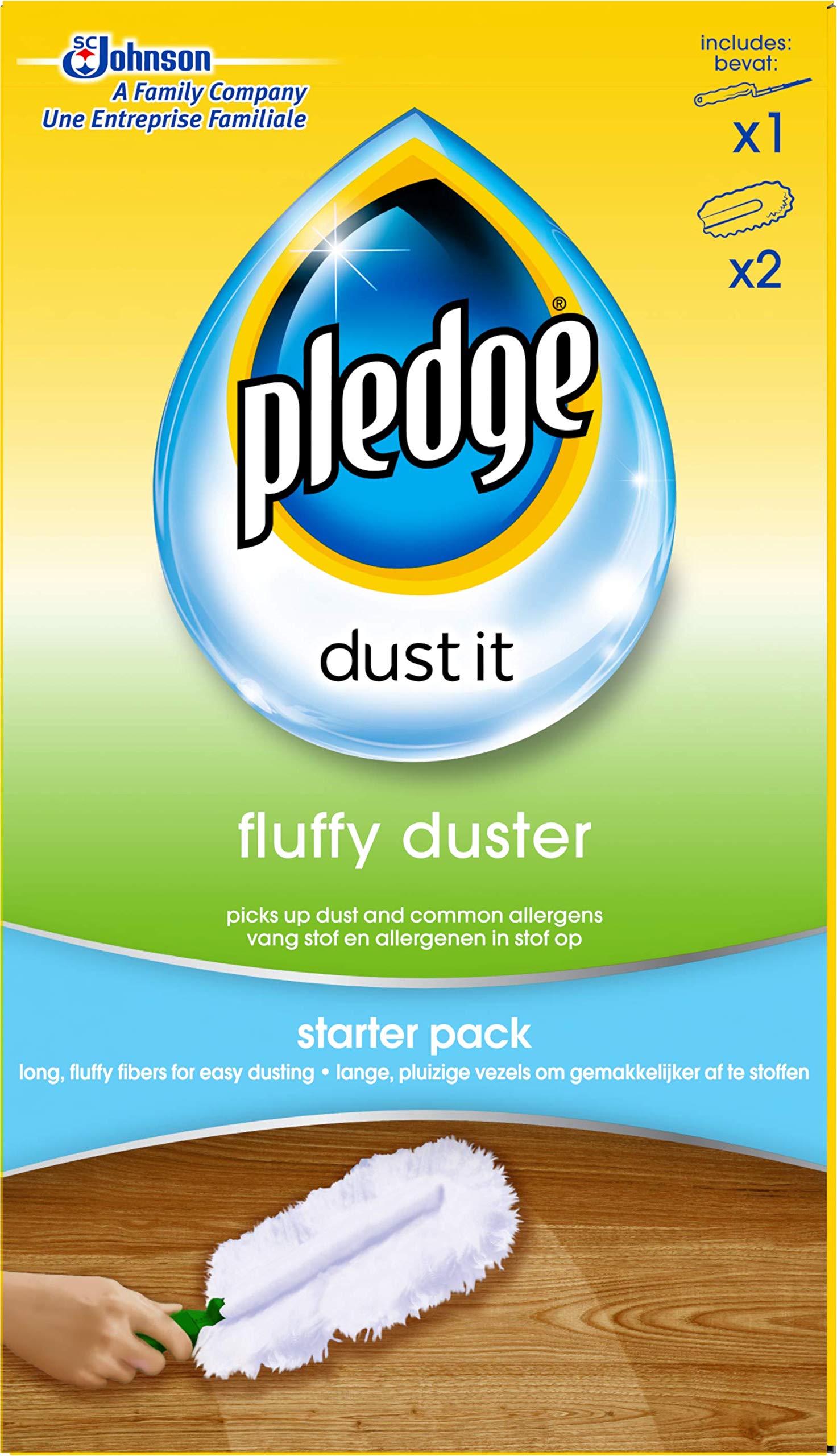Pledge Duster Starter Kit - Multi-Surface Cleaner with Long Fluffy Fibres for Dust, Dirt & Lint