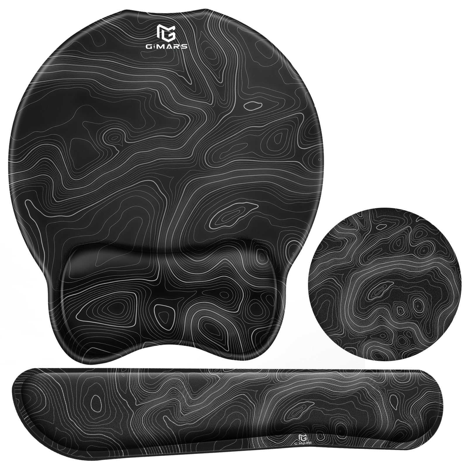 Gimars Ergonomic Mouse Pad & Keyboard Wrist Rest Set with Coaster | Gel Support | Map Color
