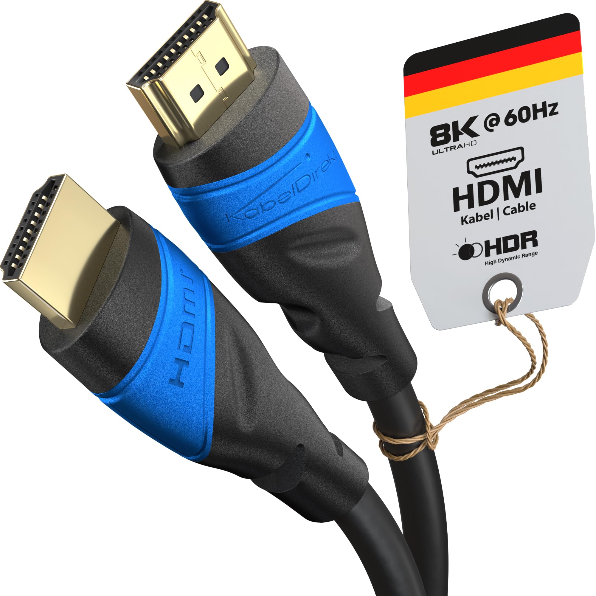 KabelDirekt 8K & 4K HDMI Cable – 2x 3m – German-Engineered for Gaming, PS5, Xbox, Switch – Black/Blue
