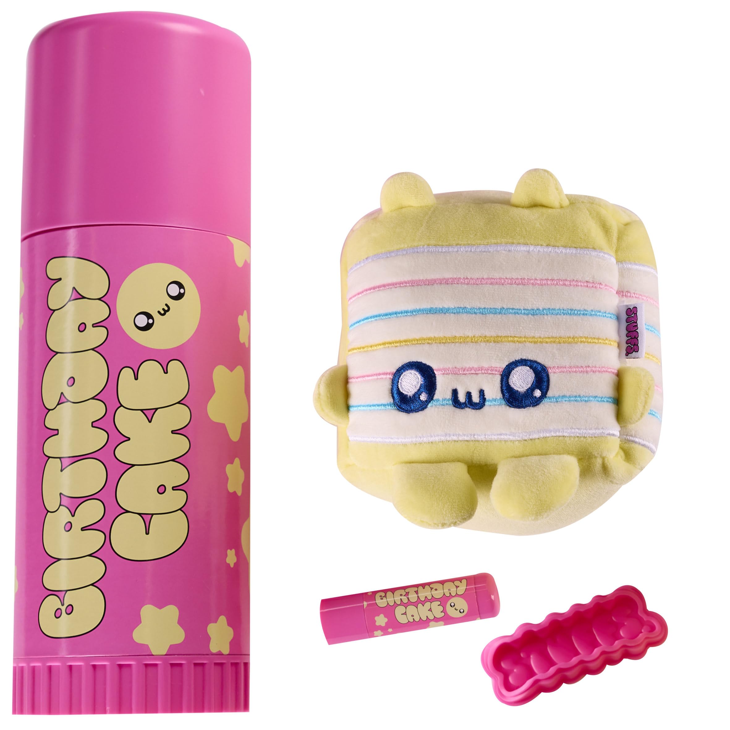 STUFFS Self-Care Stuffie & Lip Balm Set - Collectible Plush Toy with Matching Lip Balm, 5+ Years