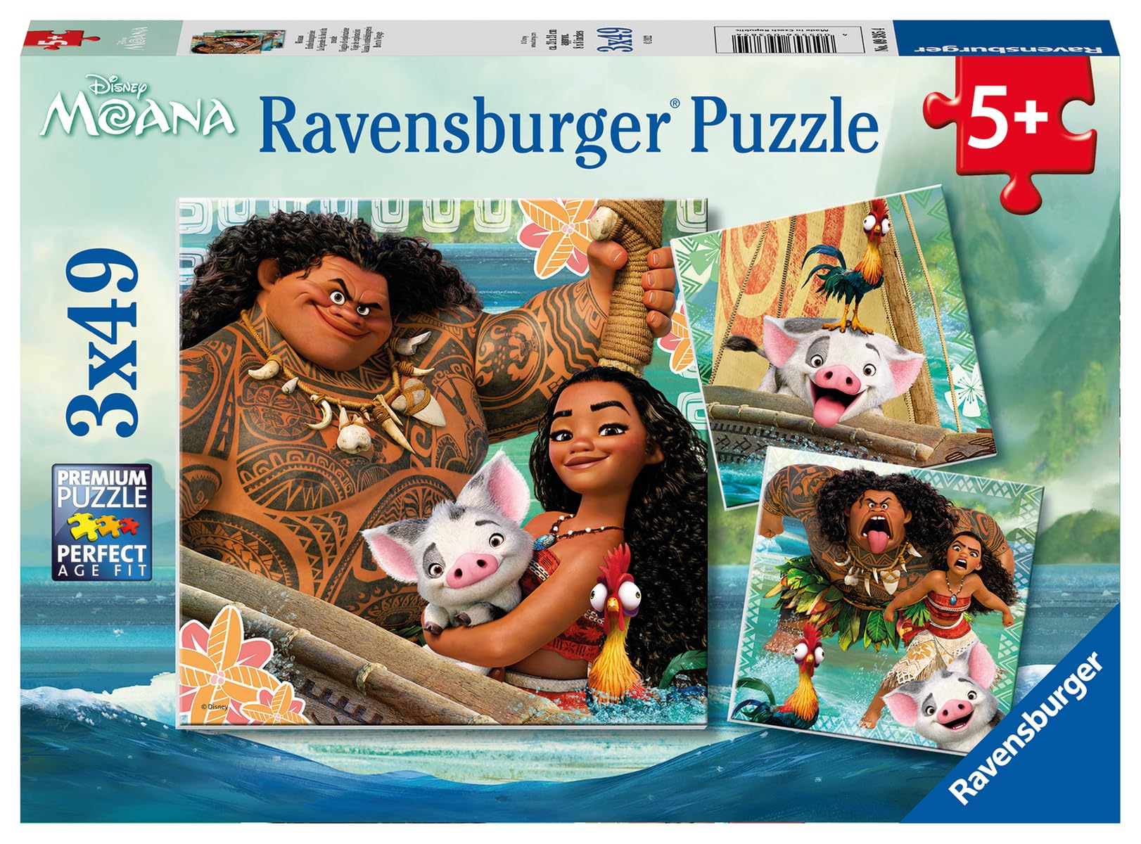 Ravensburger Disney Moana 3 x 49 Piece Jigsaw Puzzles - 17.8cm x 17.8cm