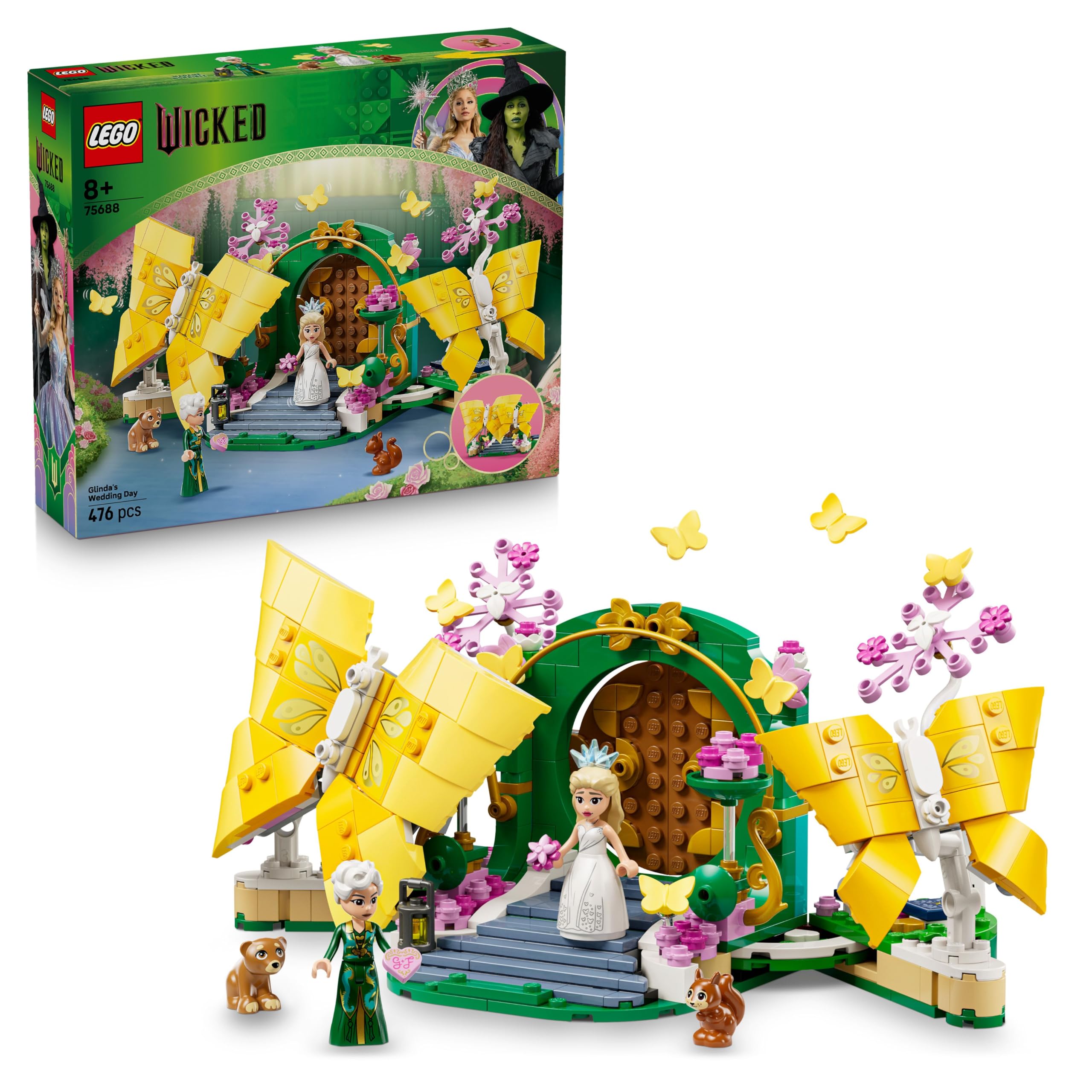LEGO Wicked Glinda's Wedding Day - Building Toy with 2 Mini Dolls & 2 Posable Butterflies for Ages 8+ 9