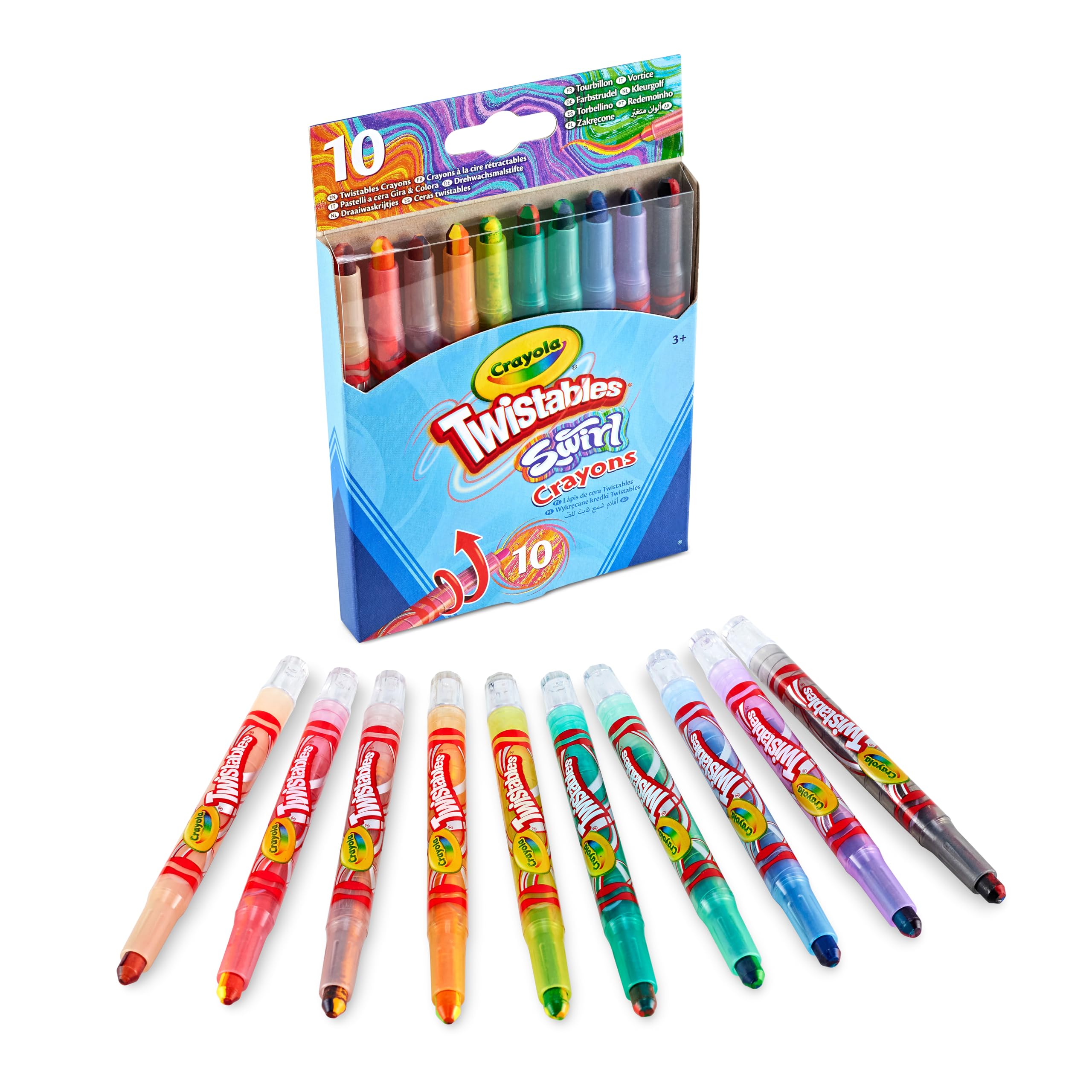 Crayola Swirl Mini-Buntstifte zum Drehen – verschiedene Farben (10er-Pack) | 4 Farben pro Buntstift | Drehdesign