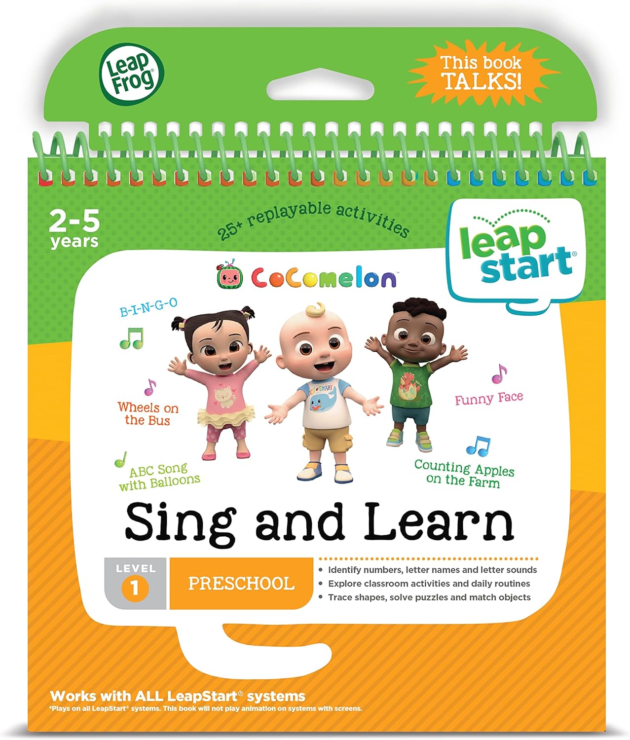 LeapFrog LeapStart Level 1 CoComelon Sing and Learn Book - Interactive Educational Toy for Ages 2-5
