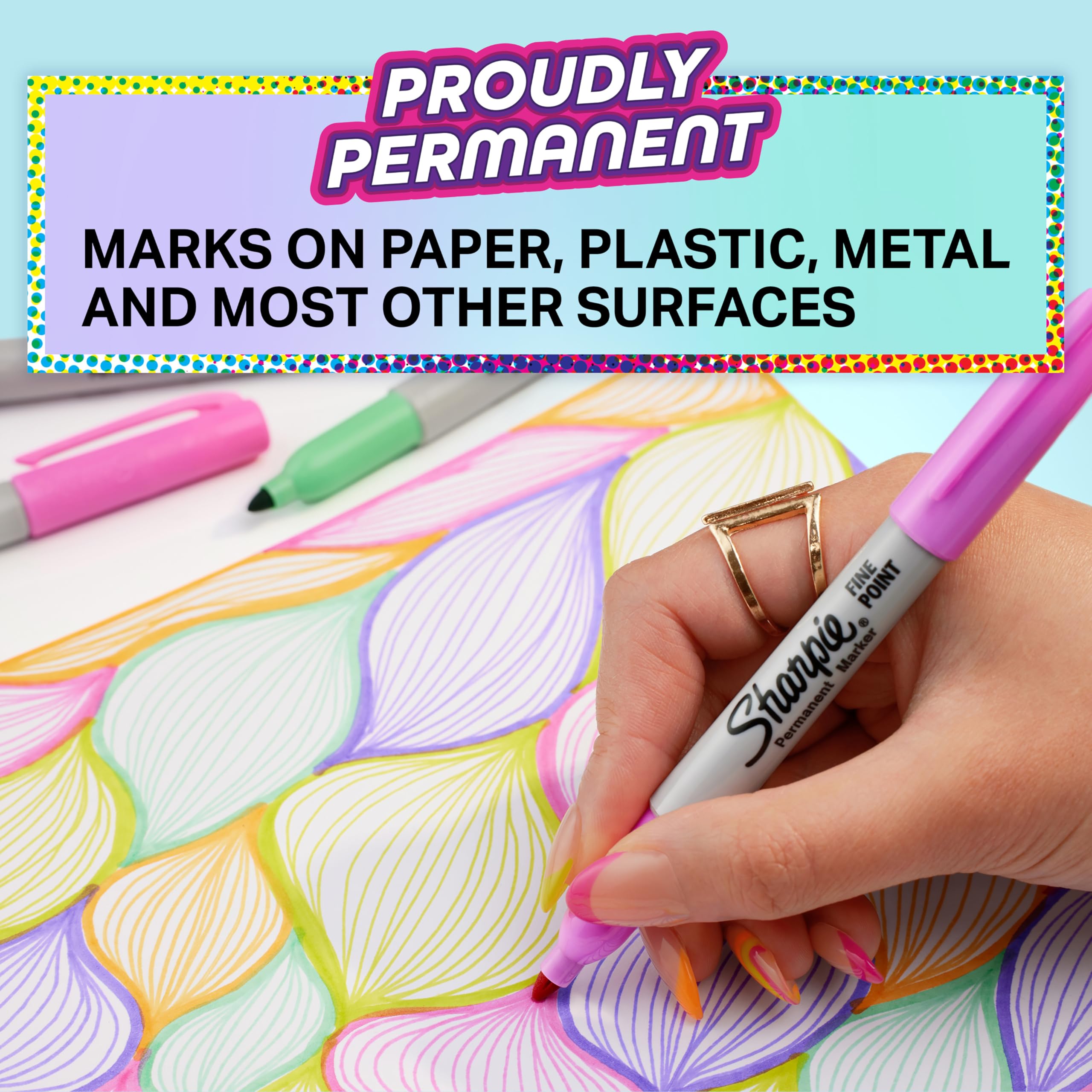 Sharpie Glam Pop Permanent Markers | Fine Point for Bold Details | Assorted