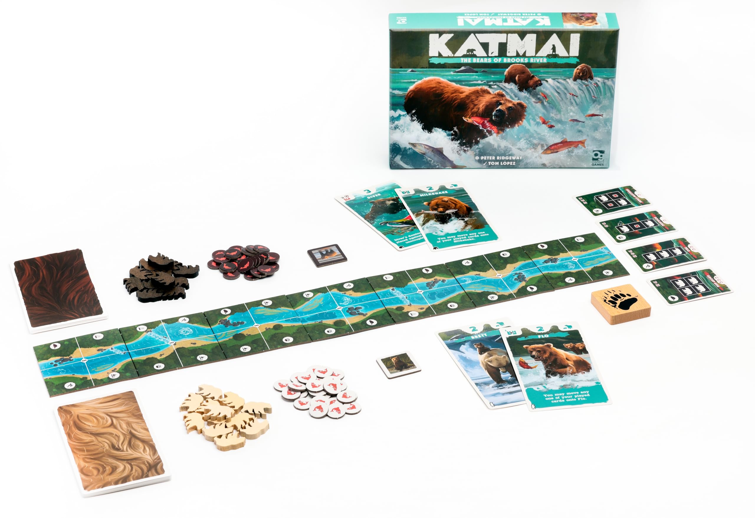 Osprey Games Katmai: The Bears of Brooks River | Two-Player Card Game | Area Control
