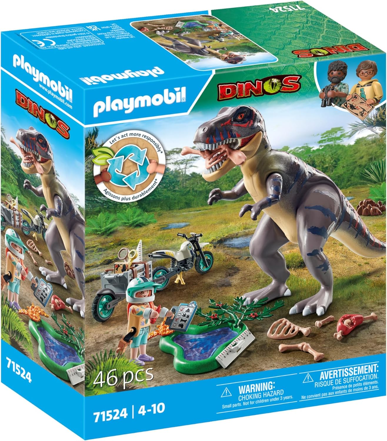 Playmobil 71524 Dinos: T-Rex Trace Path - Exciting Dinosaur Expedition Playset for Kids 4+ 3