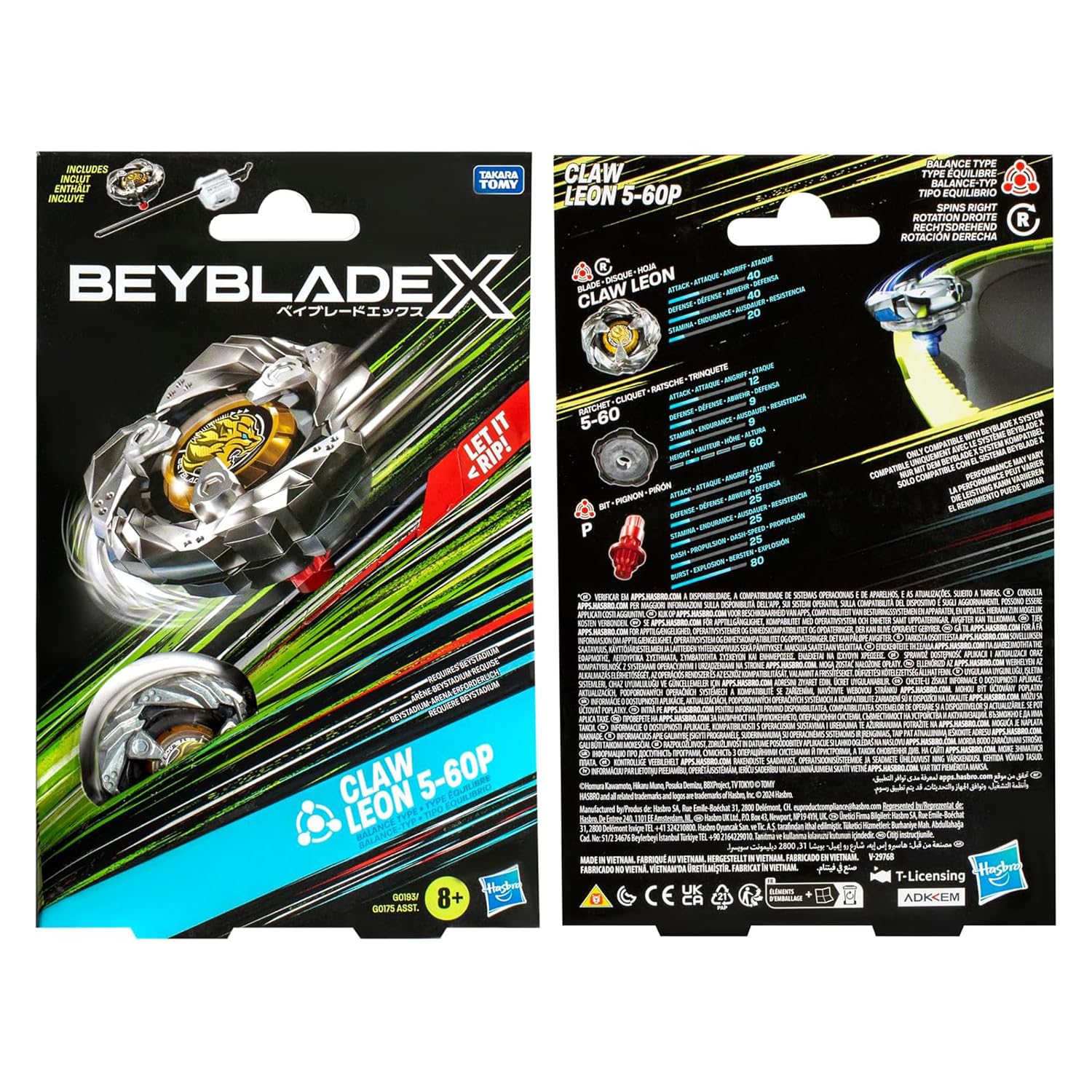 Hasbro Beyblade X Claw Leon 5-60P Starter Pack - Right-Spin Balance Type Top and Launcher 4