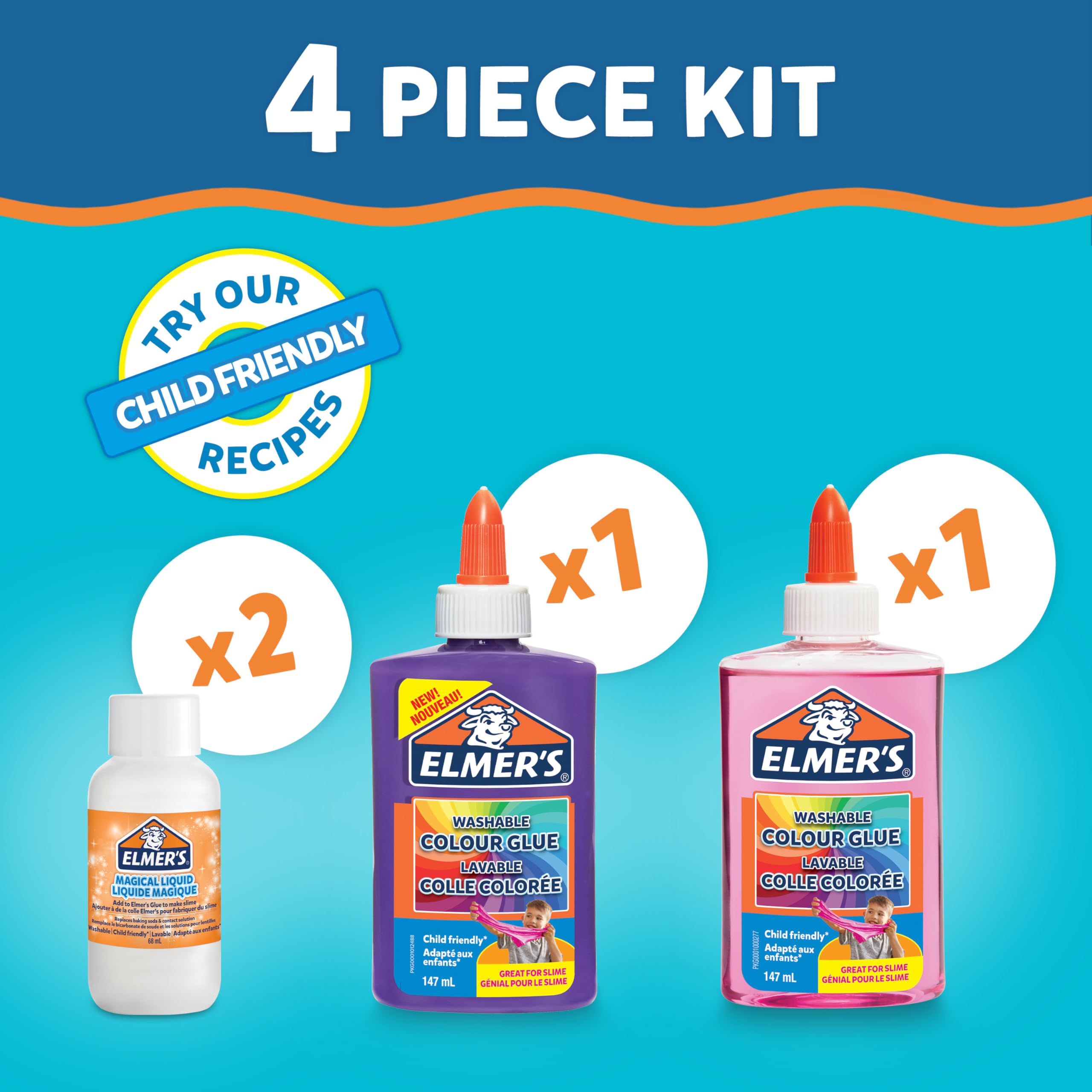 Elmer's Colour Slime Kit - Washable Purple & Pink Slime Supplies with Magical Liquid Activator 5