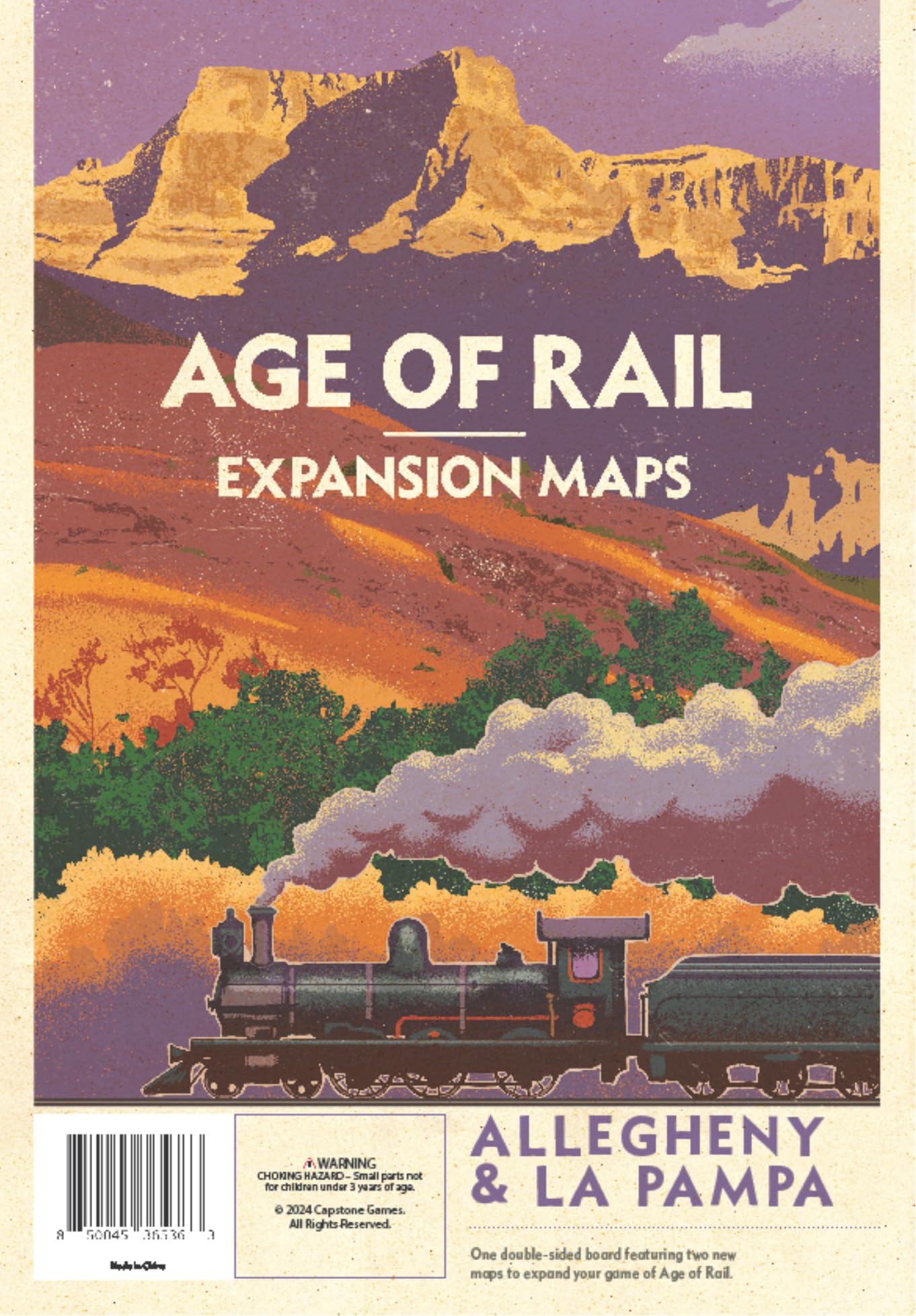Capstone Games Age of Rail: Allegheny & La Pampa Double-Sided Expansion Map