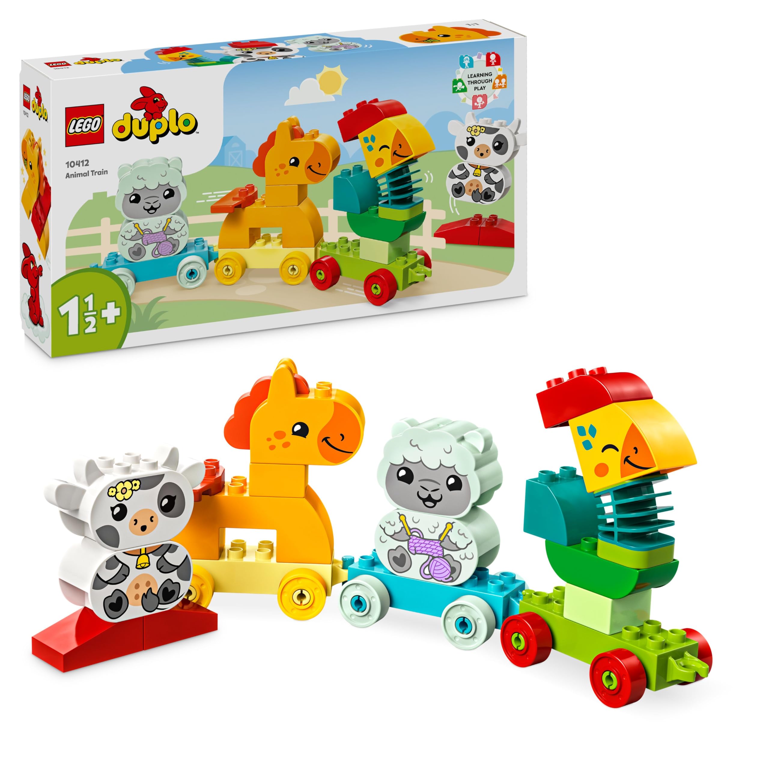 LEGO DUPLO My First Animal Train 10412 Building Set for Toddlers 18 Months+ | Color Matching & Motor Skills