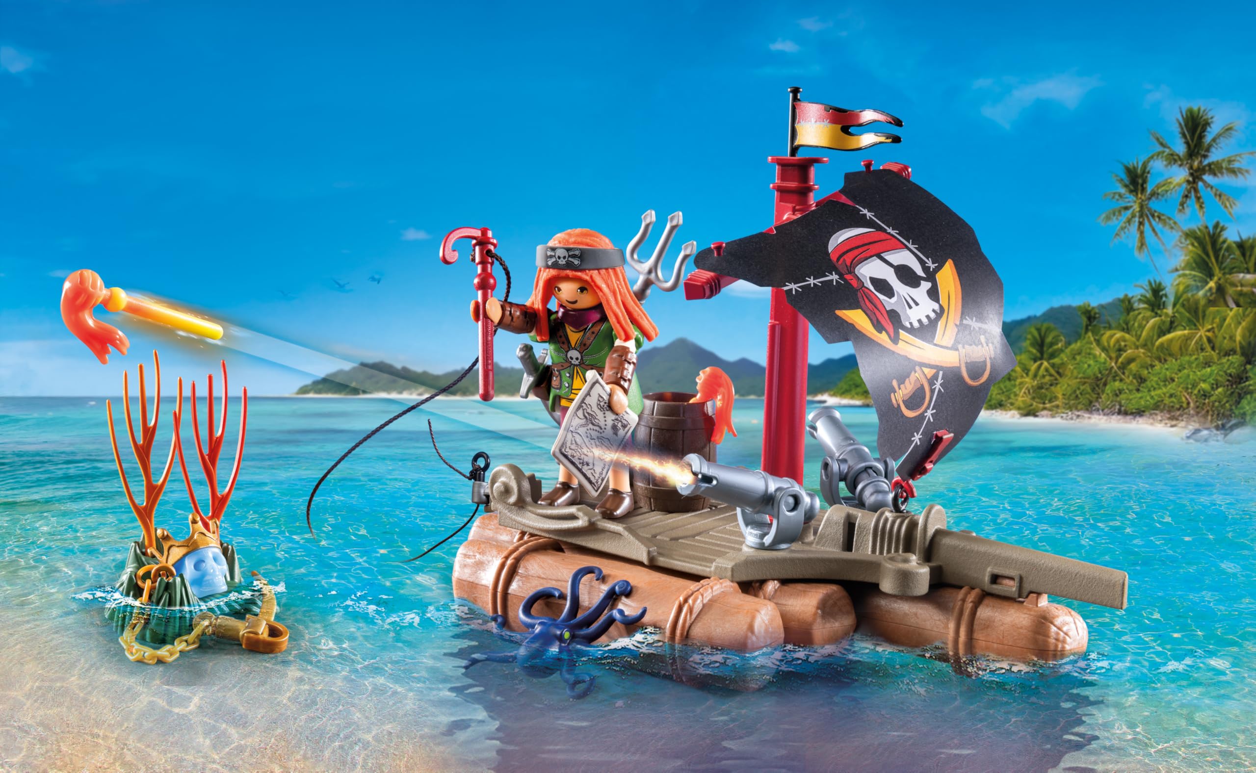 Playmobil Pirate Raft Treasure Recovery Playset - Interactive Ballista Action for Kids 4+