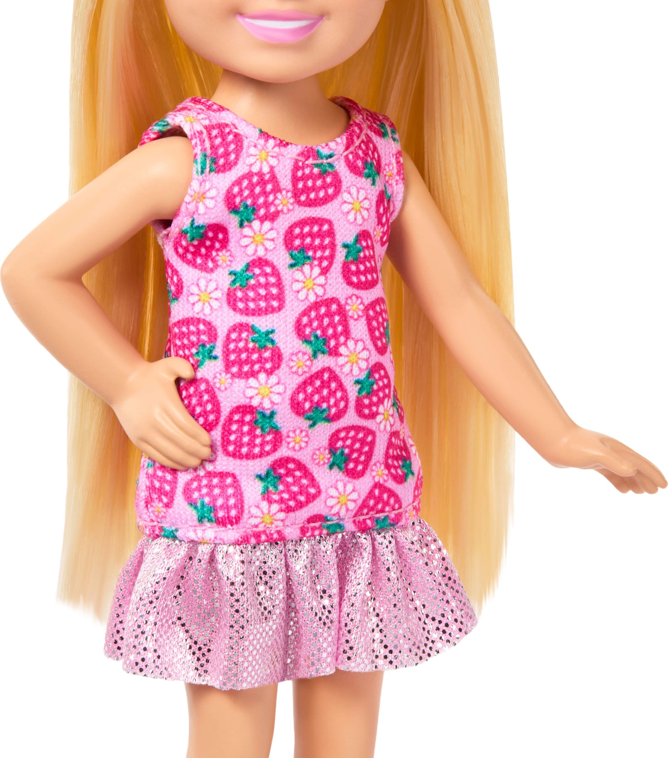 Barbie Club Chelsea Doll - 6-Inch with Blonde Hair, Strawberry Dress & Shoes | Model JJB33 3