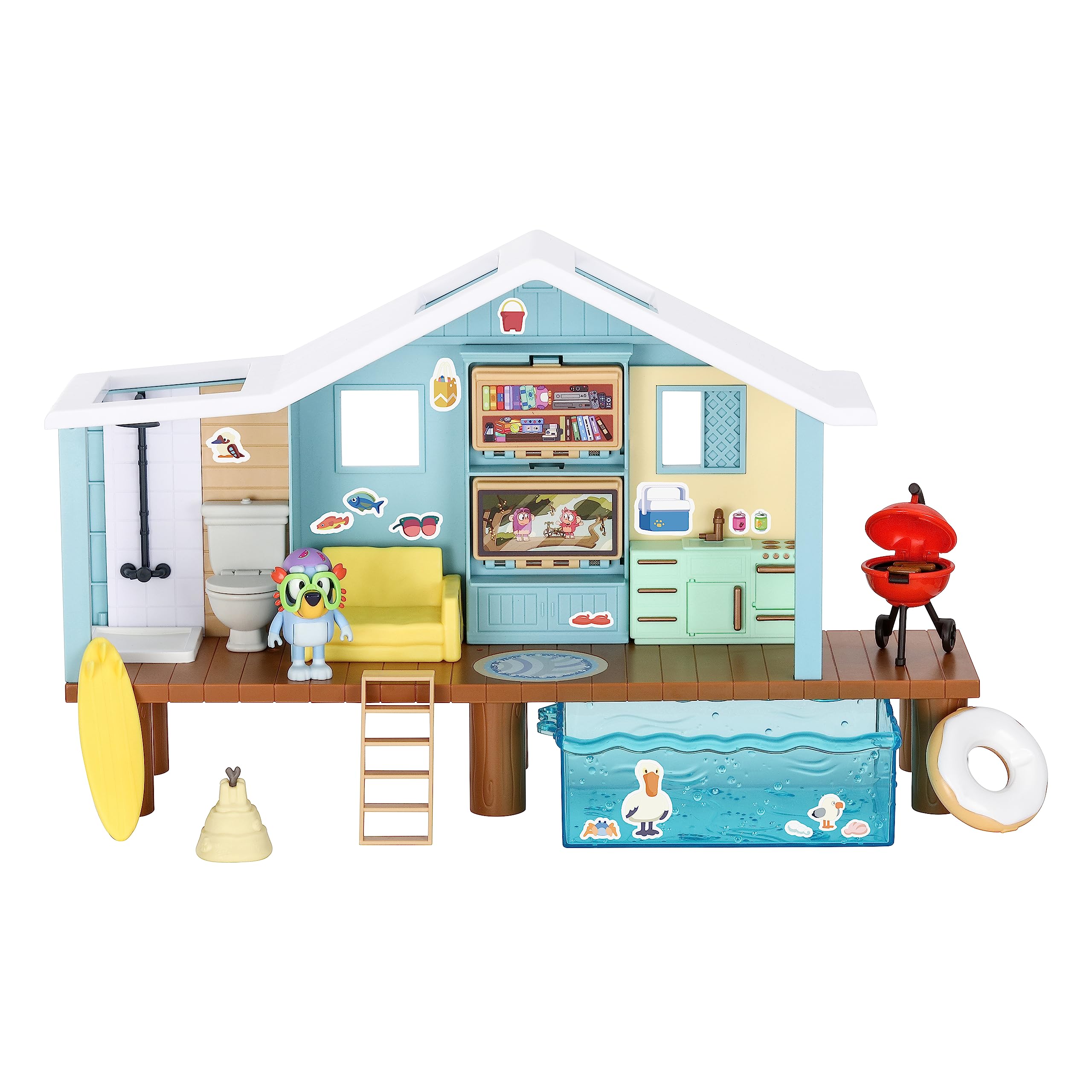 Bluey Beach Cabin Playset - 10+ Piece Playset with Exclusive Figure & Sticker Sheet 9