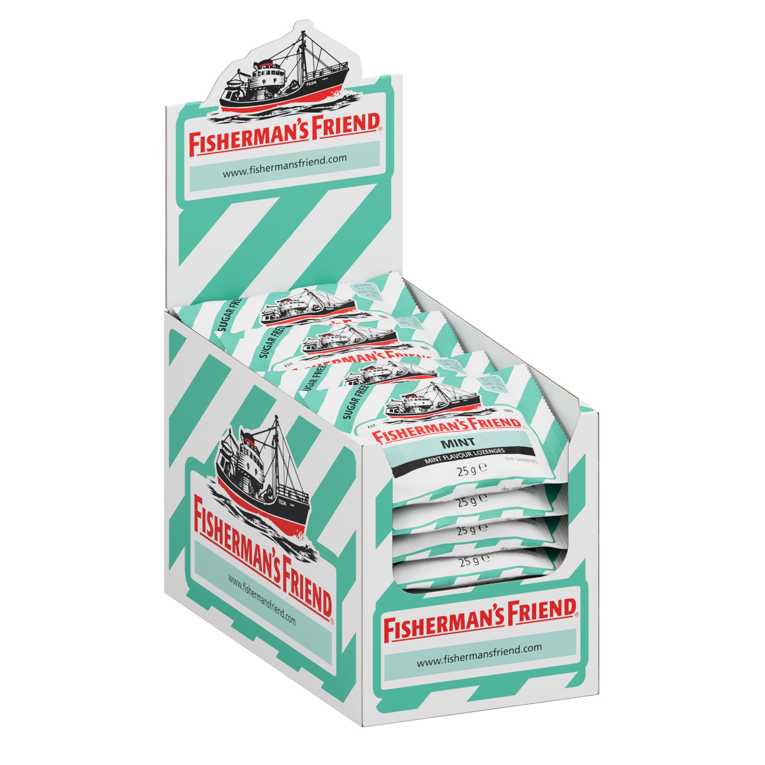 Fisherman's Friend Sugar Free Extra Strong Menthol Mint Lozenges | 24 x 25g Packs