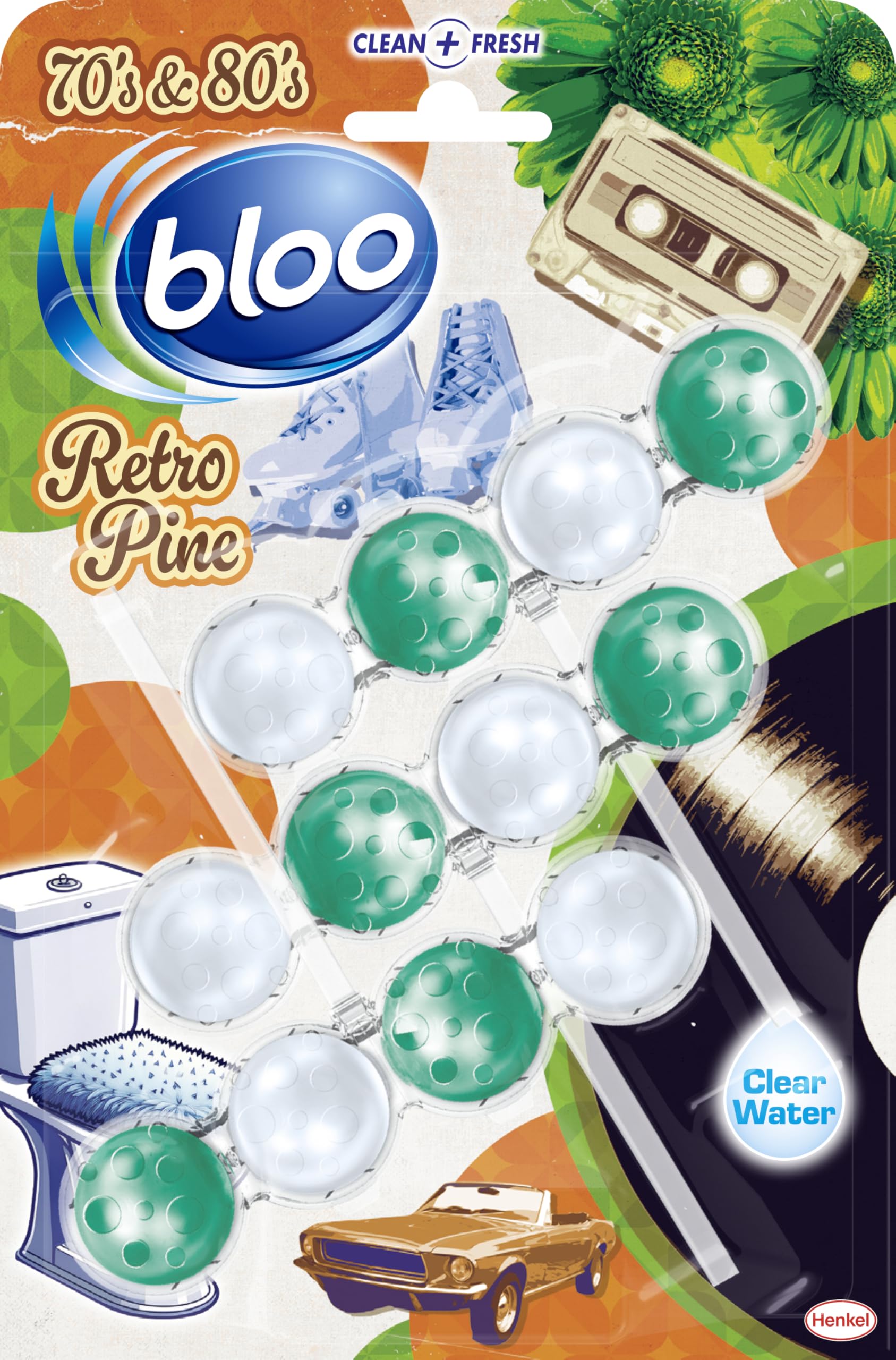 Bloo - Toilet Rim Block Retro Pine (50g) with Pine & Mint Scent