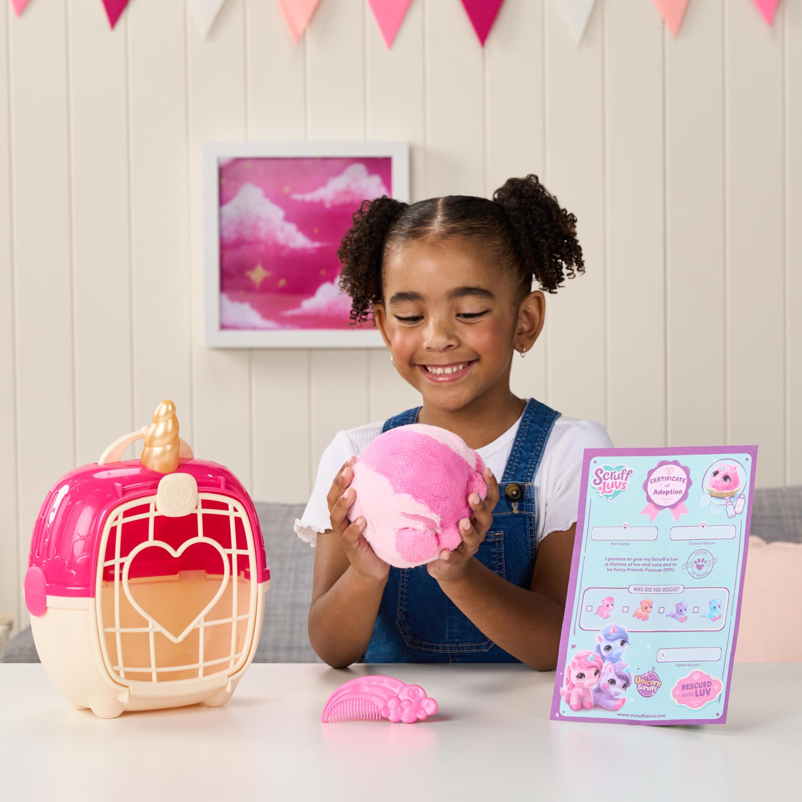 SCRUFFALUVS Unicorn Scruffs - Pink Plush Toy, 19cm | Wash to Reveal | Ages 2+