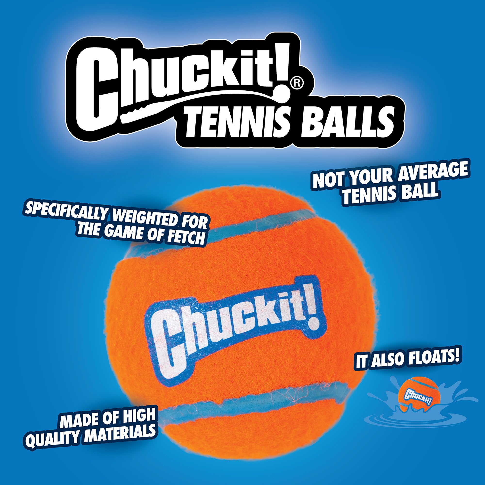 Chuckit! Tennis Dog Balls - Medium, High Bounce, Floating, Non-Abrasive Felt - 2 Pack 5