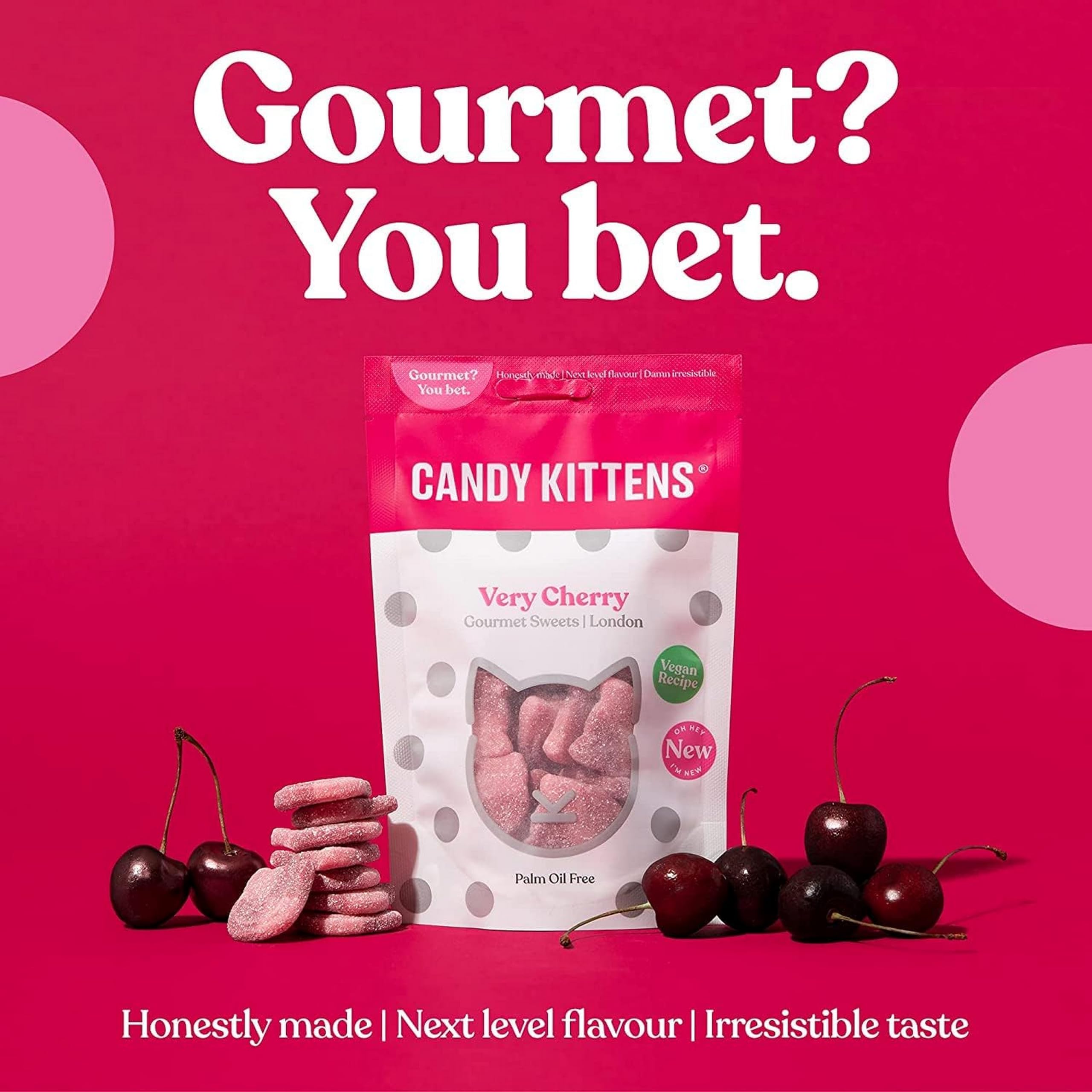 Candy Kittens Vegan Sweets VERY CHERRY (140g Bag), Vegan Chewy Sweets - Naturally Flavoured With Cherry, Perfect Vegan Gifts For Gourmet Sweet Lovers, Fruity & Delicious Vegetarian Sweets 4