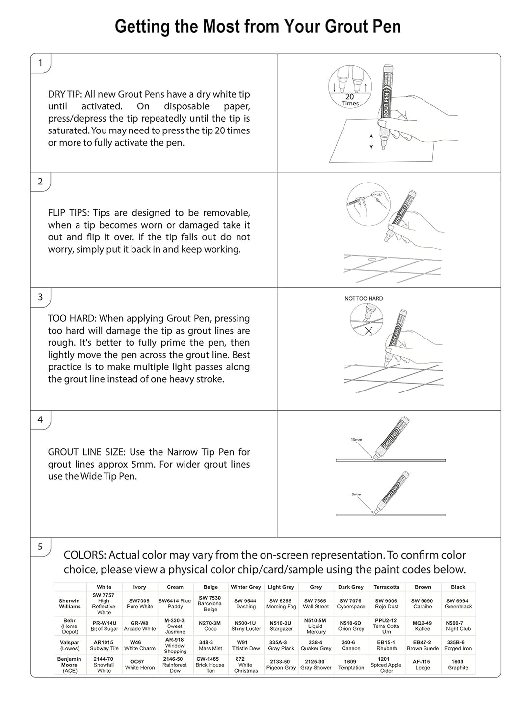 Twin Pack White Grout Pen - Restore & Protect Tile Grout Lines in Kitchens & Bathrooms