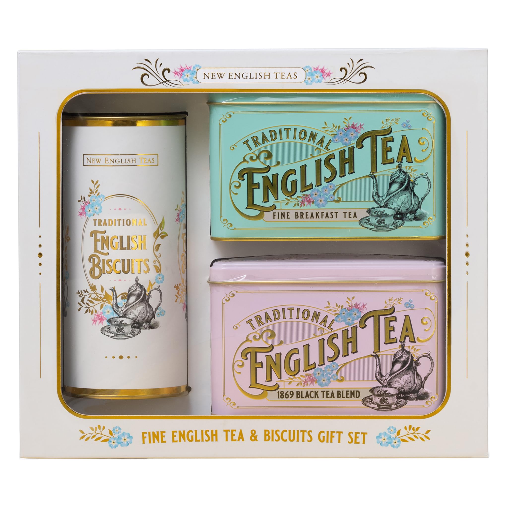 New English Teas Tea & Biscuits Gift Set - 80 Teabags, 10 Ginger Biscuits 1