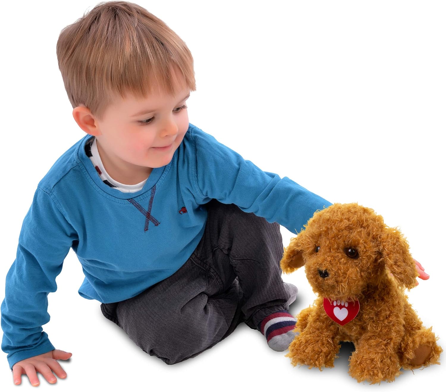 Waffle the Wonder Dog 3401 Soft Toy with Sound - Brown Plush Puppy for Toddlers