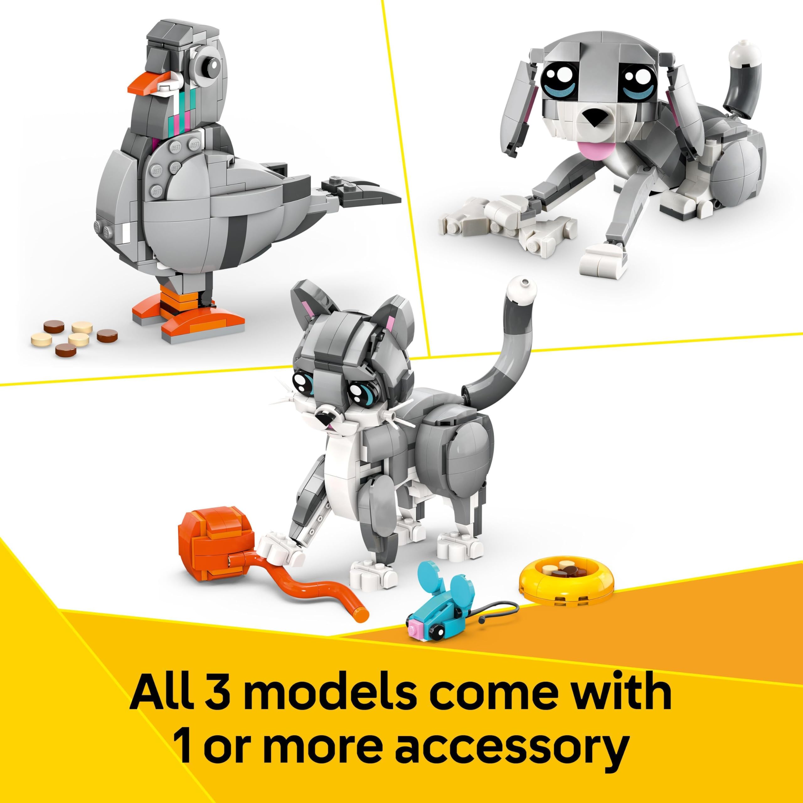 LEGO Creator 3in1 Playful Cat Toy - Buildable Cat, Dog & Pigeon Models for Ages 8+ 6