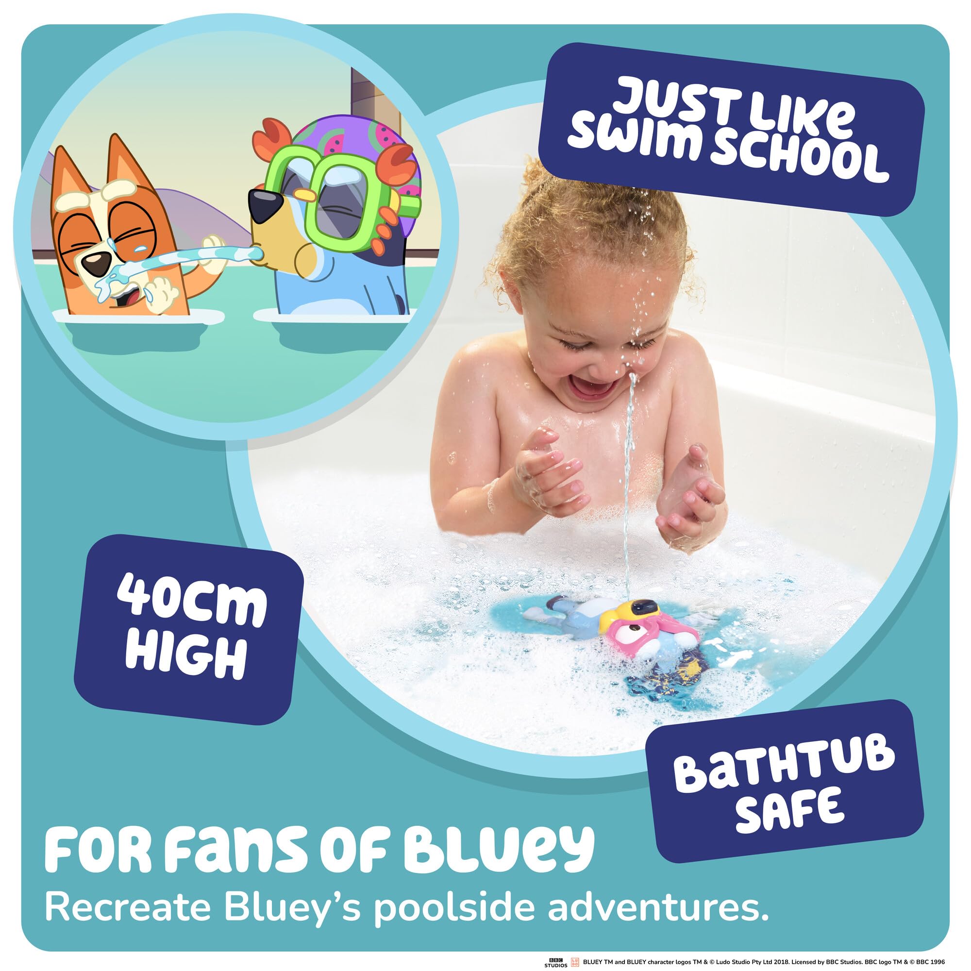TOMY Toomies Swim School Bluey Floating Water Fountain Squirt Bath Toy for Toddlers 18m+ 4