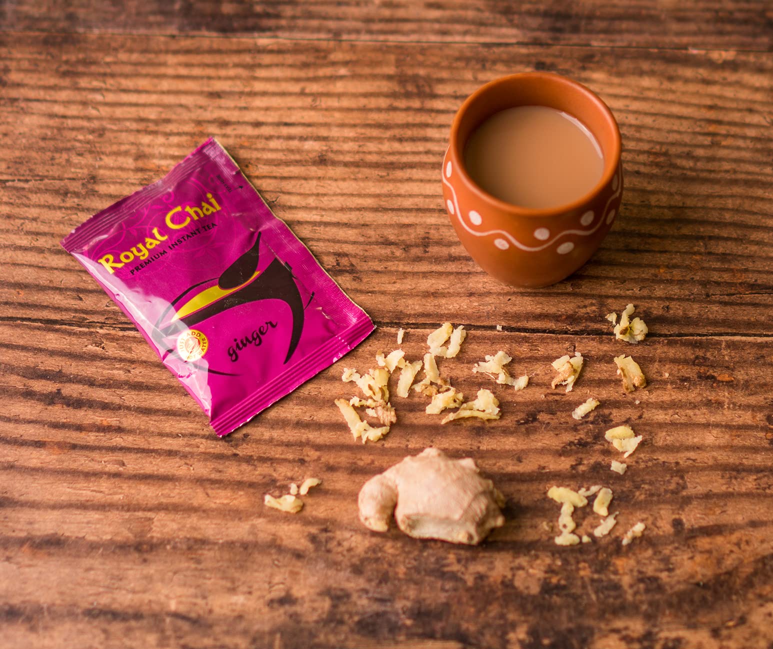 Royal Chai Premium Ingwer Instant Indischer Tee Ungesüßt - 10 Beutel (180g) 3