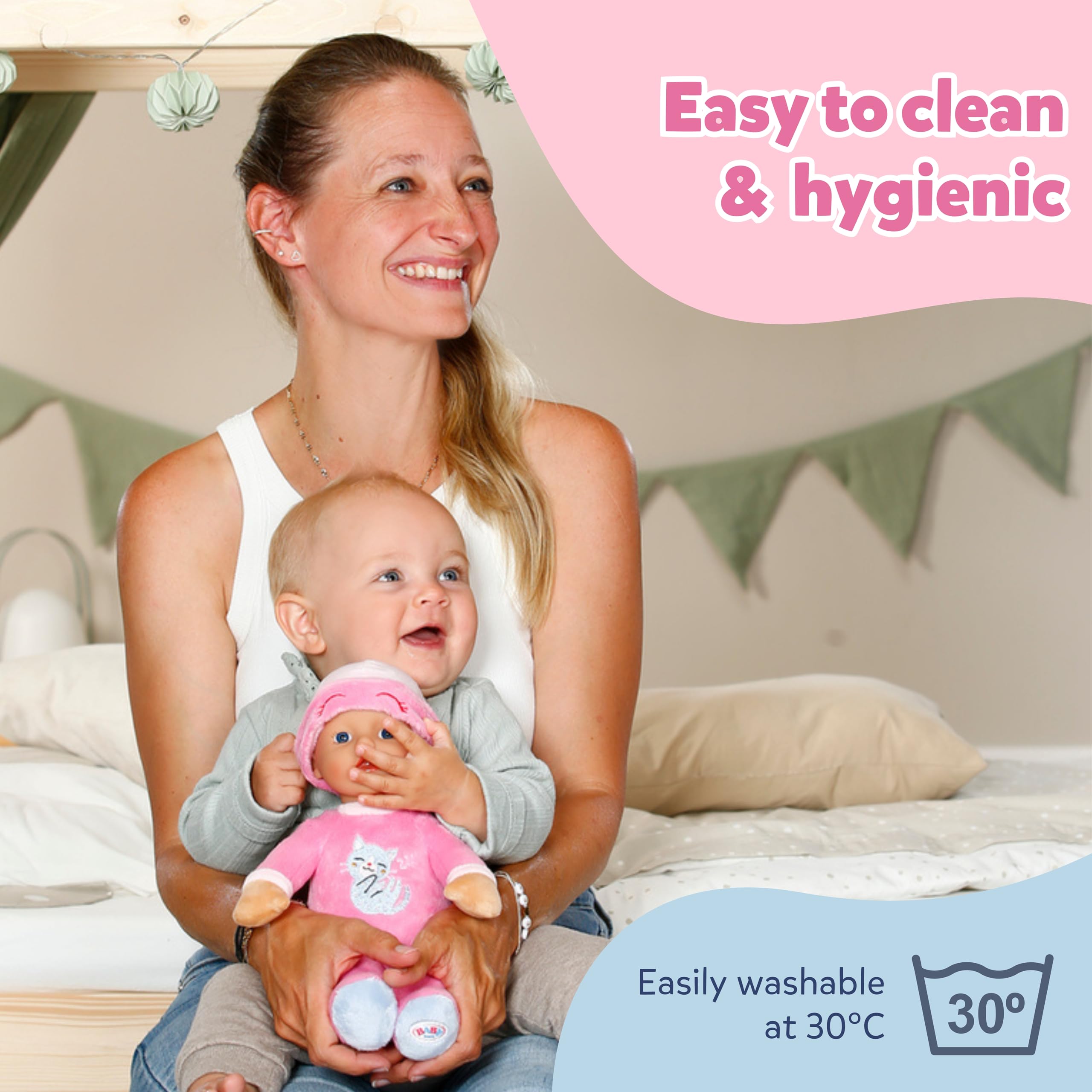 BABY born Sleepy Pink 30cm Soft Fabric Doll with Cat Design - Cuddly Baby Toy 4