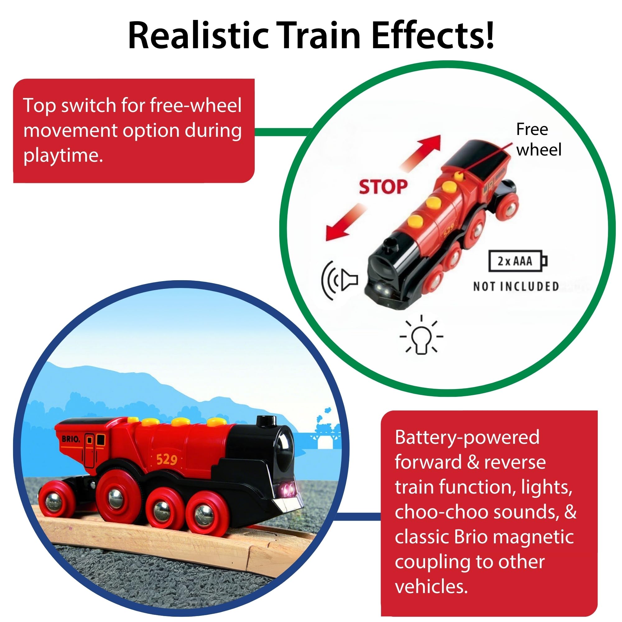 BRIO Mighty Red Locomotive Battery Powered Action Engine for Kids - Model 33592 12