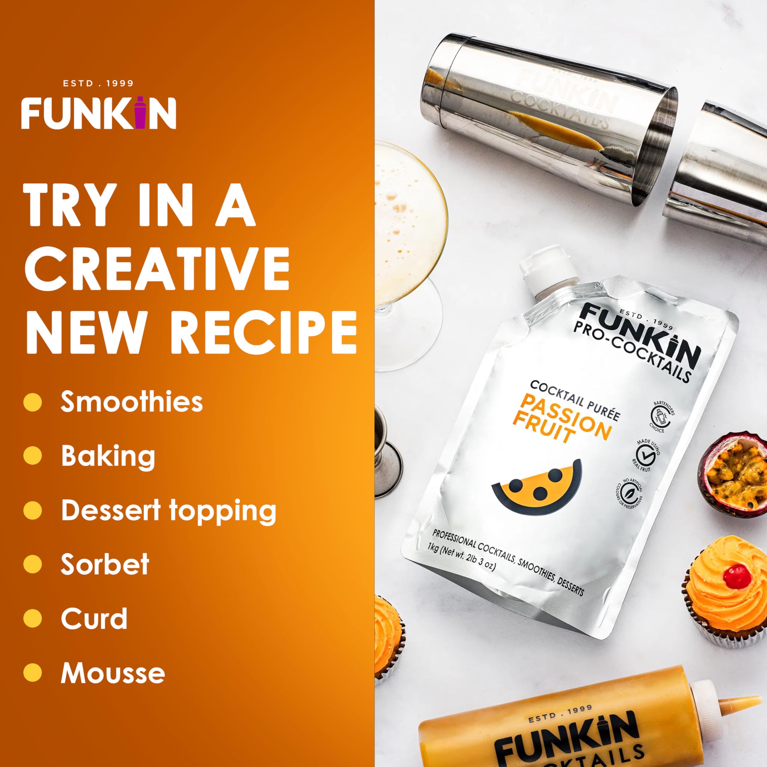 Funkin Passion Fruit Puree Cocktail Mixer 1kg | Made with Real Passionfruit | Natural Ingredients 4