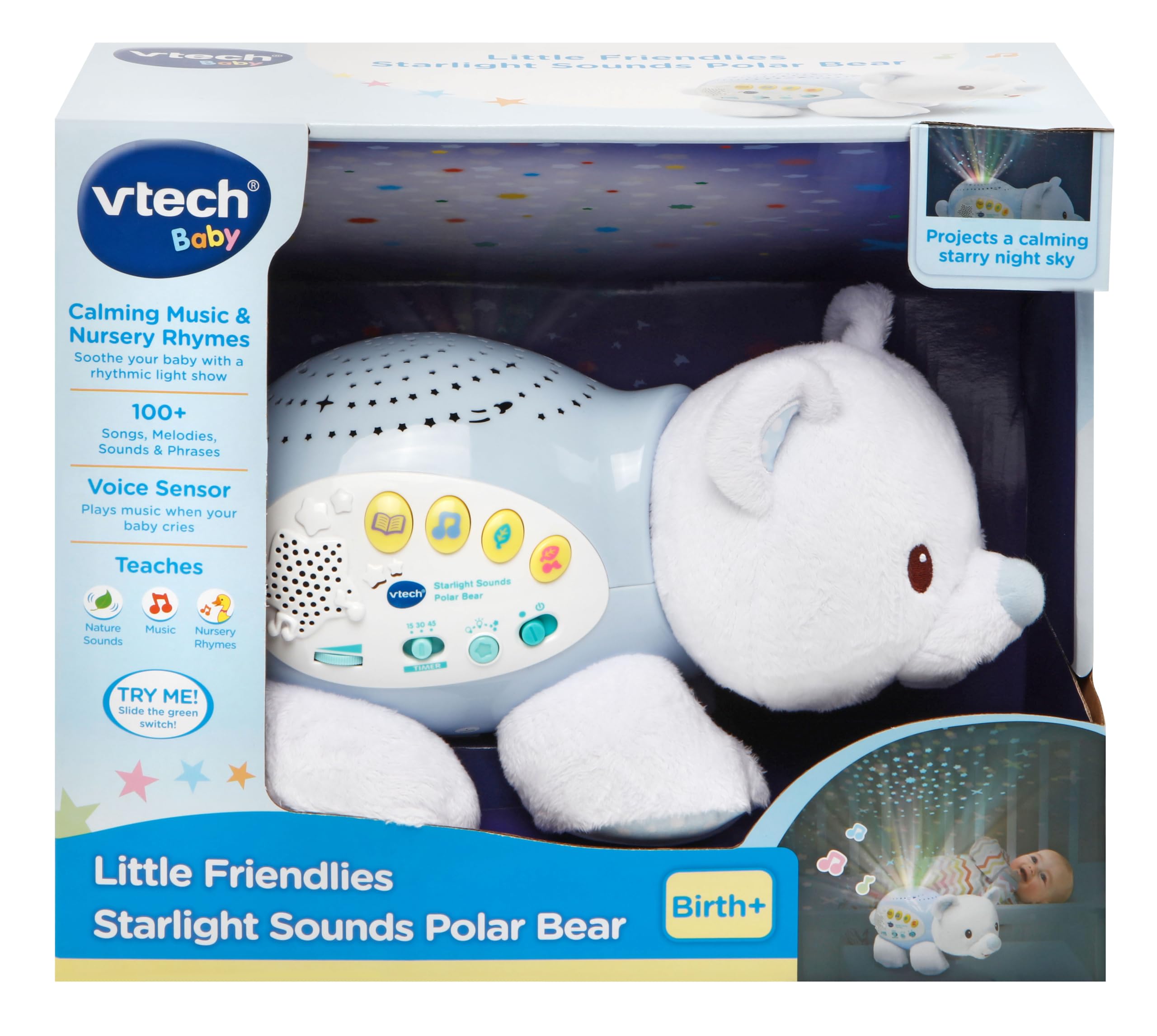 VTech Little Friendlies Starlight Sounds Bear - Soothing Musical Baby Toy with Light Projection, 1 Month to 4 Years 10