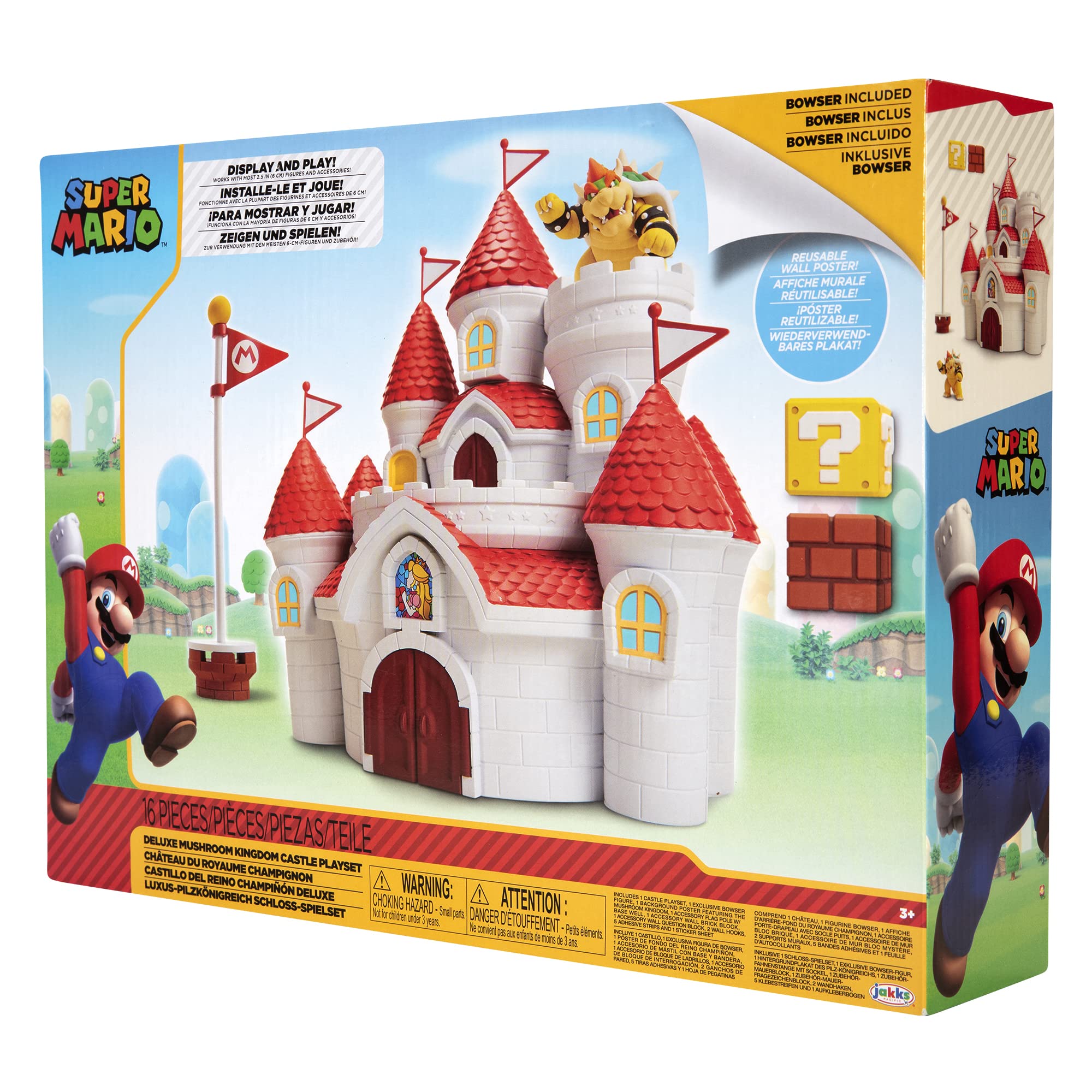 Nintendo Mushroom Kingdom Castle Playset by Jakks Pacific | Includes Exclusive 2.5' Bowser Figure | Ages 3+ 9