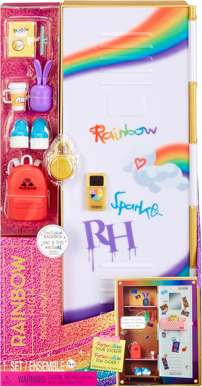 Rainbow High Design & Style Locker Playset - Fashion Doll School Locker with Accessories