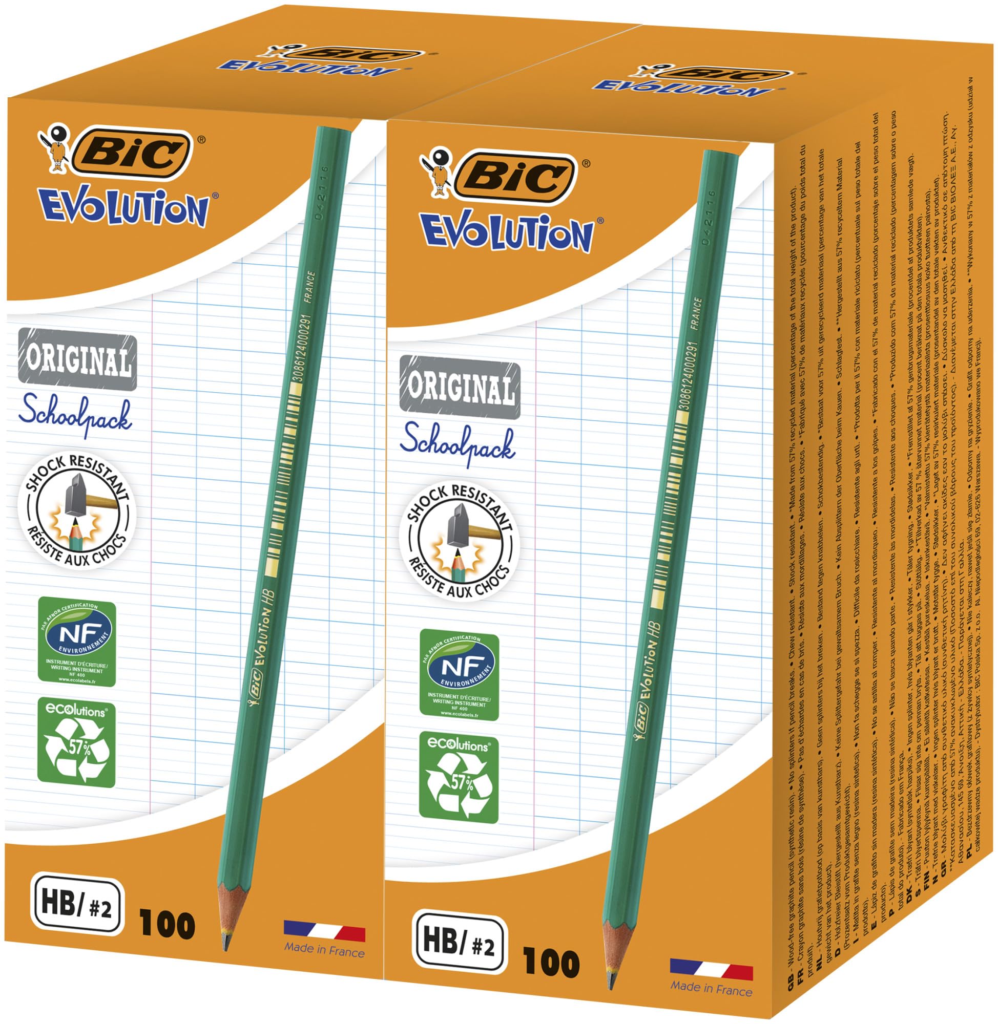 BIC Evolution Original Graphite Pencils - HB Lead, Pre-Sharpened, Woodless Synthetic Resin, 200 Count 1