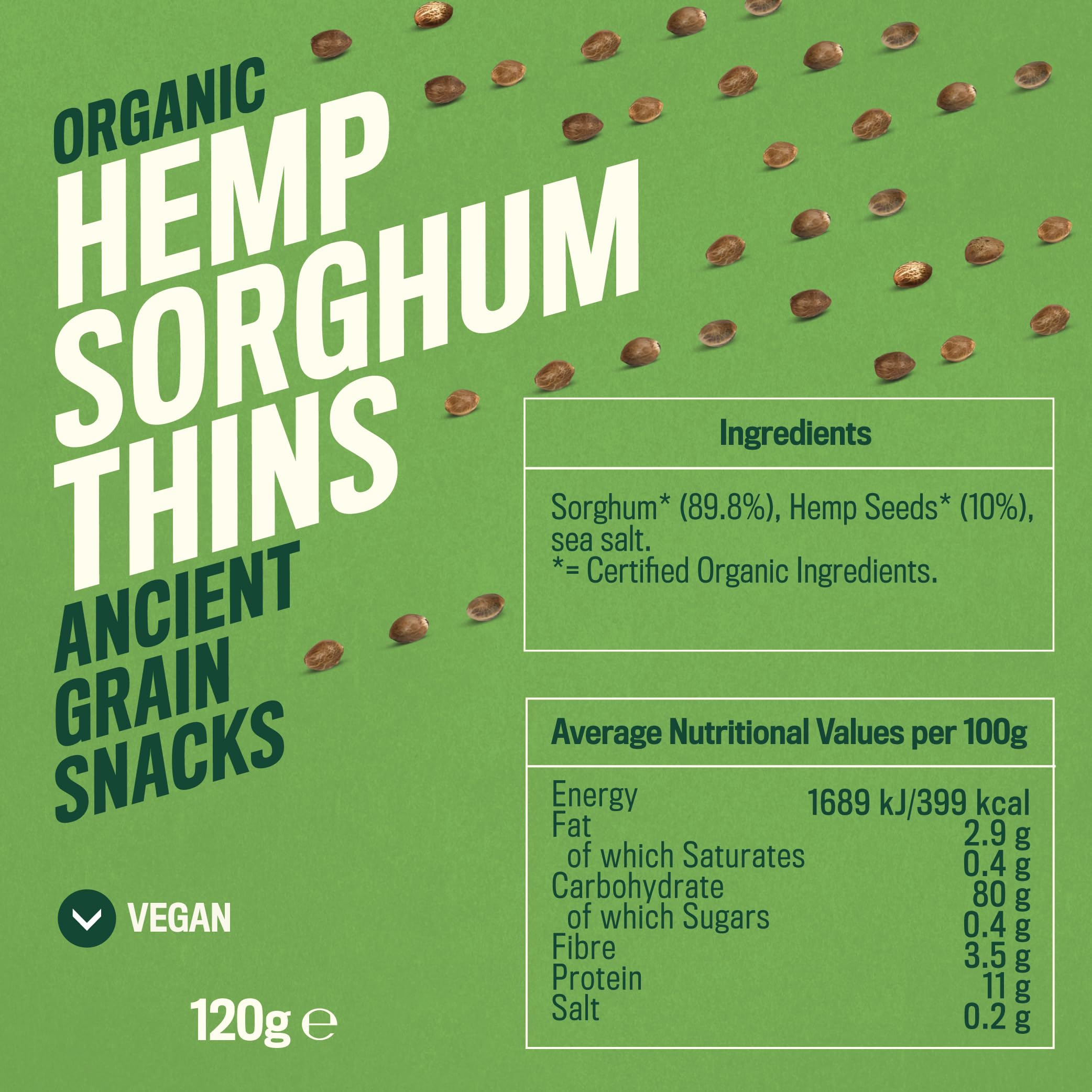 Profusion Organic Hemp Sorghum Thins - Wholegrain, Gluten Free Crispbread | 120g