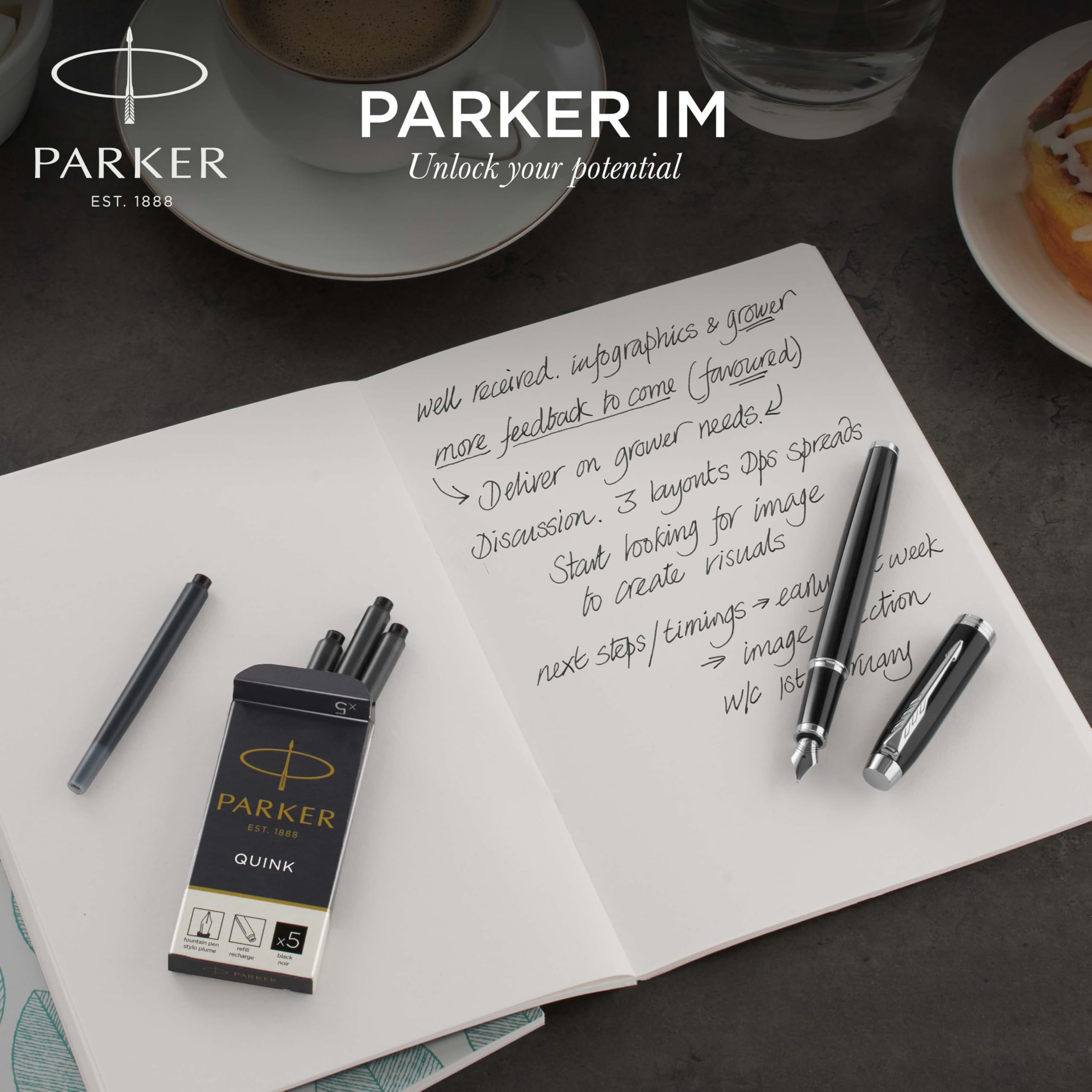 PARKER IM Duo Pen Gift Set - Fountain Pen, Ballpoint Pen & PU Pouch | Stainless Steel 6