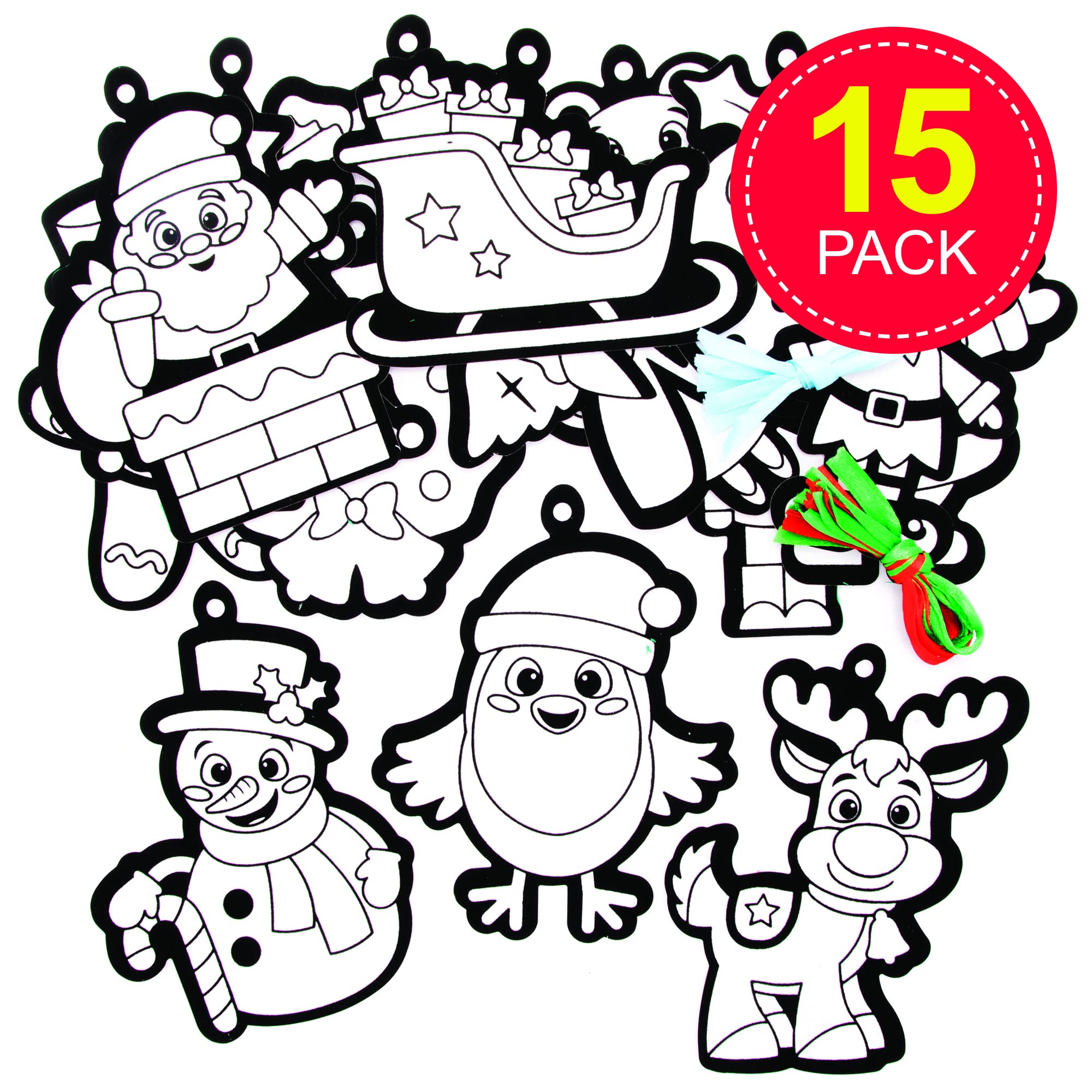 Baker Ross Christmas Colour In Decorations FE992 - Pack of 15 Craft Kit for Kids 4