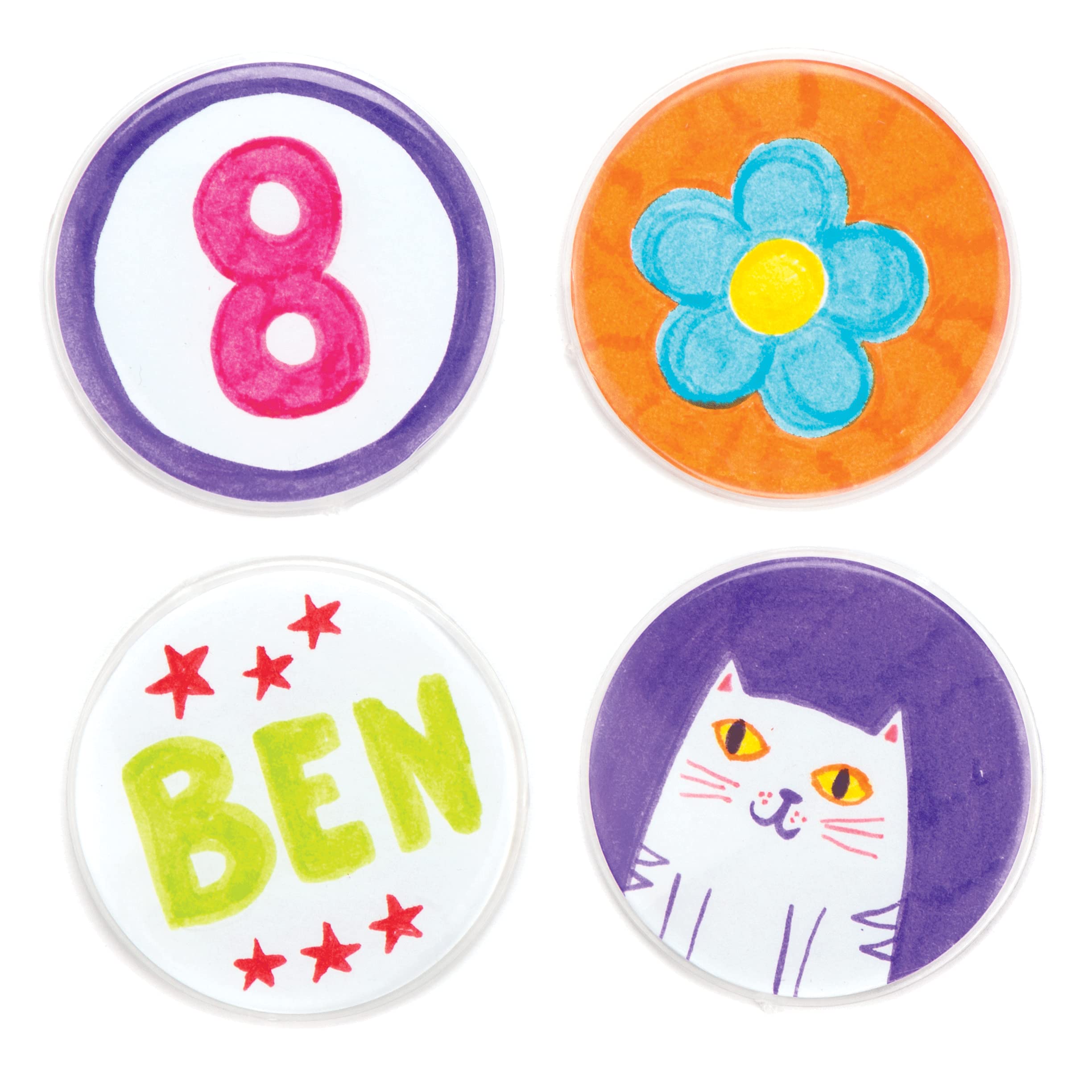 Baker Ross Design Your Own Badge Craft Kit (Pack of 10) - 5.5 cm White DIY Badges for Kids 8
