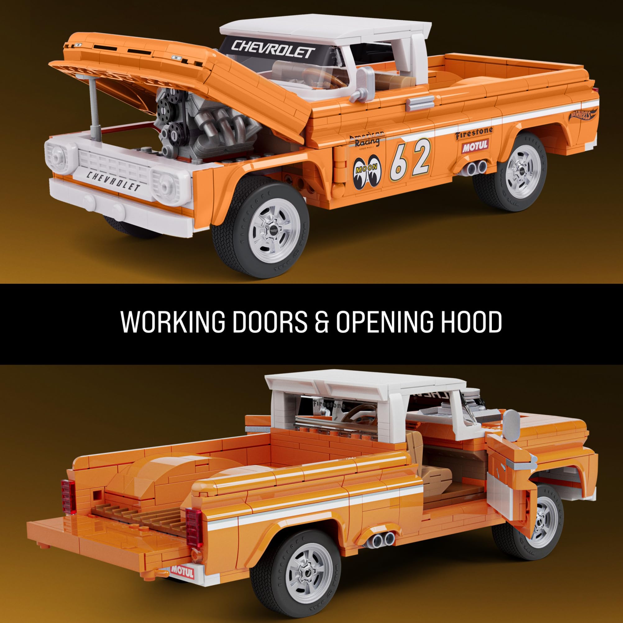 Mattel Brick Shop Hot Wheels Elite Series Building Set - Custom ’62 Chevy Pickup, 857-Piece Set for Ages 10+ 4