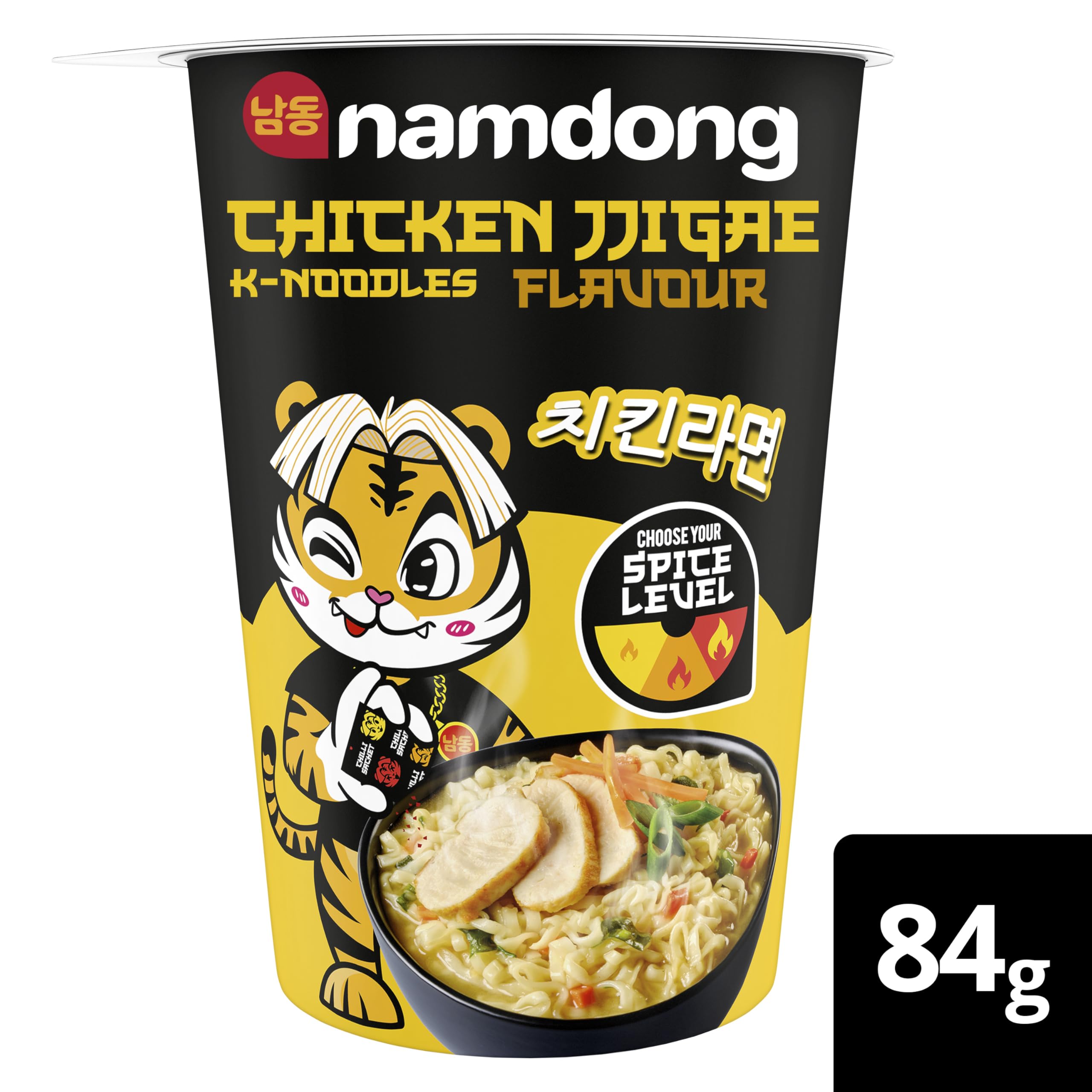 Namdong Chicken Jjigae Noodle Pot - Korean Style Instant Noodles with Adjustable Spice, 84g